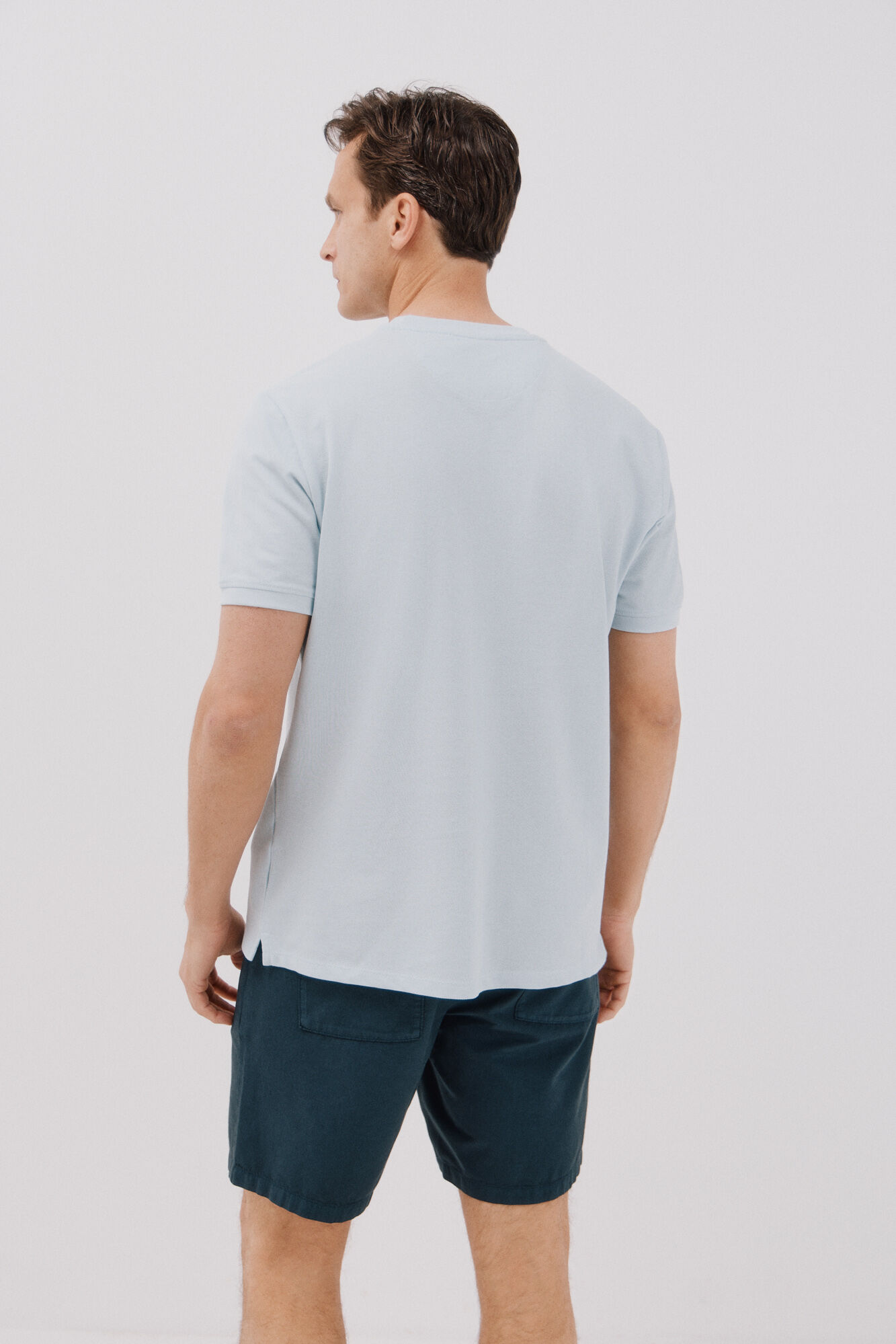 Cortefiel Playera b&aacute;sica piqu&eacute; Azul
