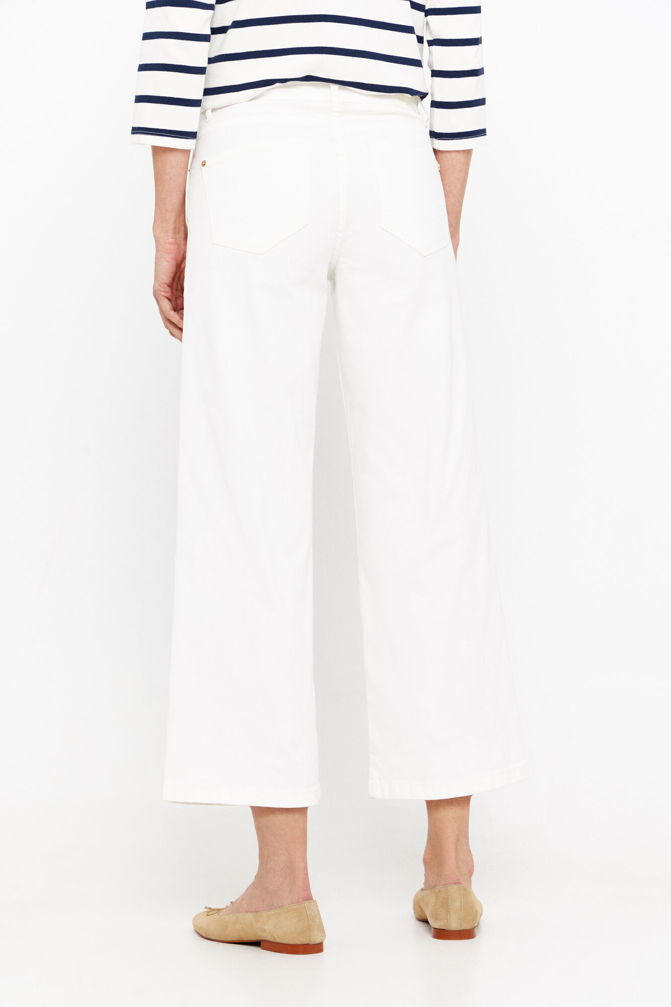 Cortefiel pantal&oacute;n denim fit palazzo crop Blanco