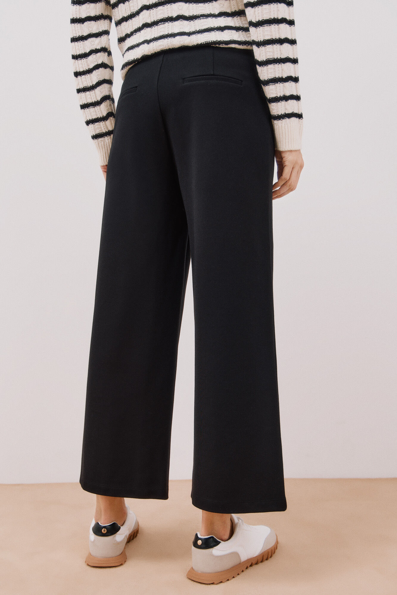 Cortefiel Pantal&oacute;n palazzo de punto Negro