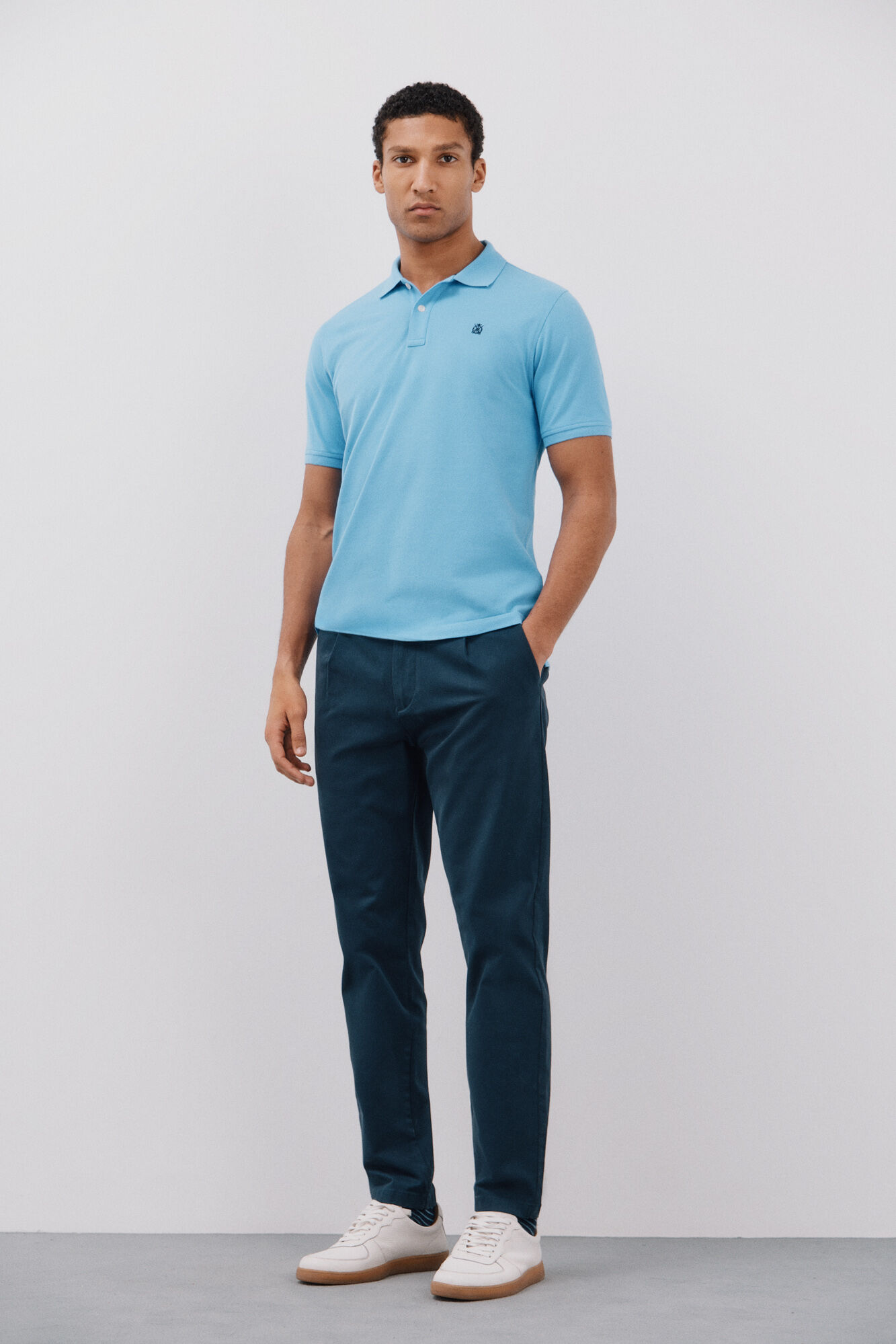 Cortefiel Polo b&aacute;sico piqu&eacute; Azul