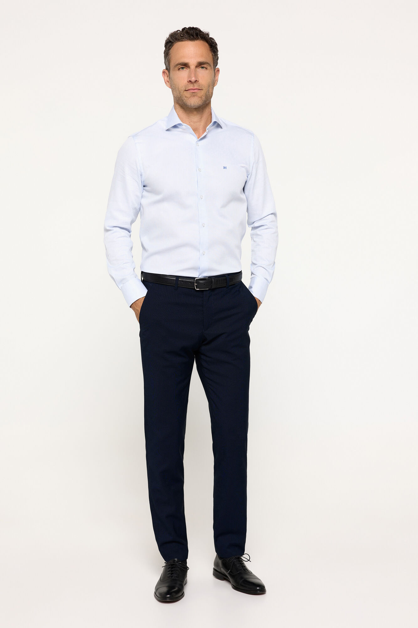 Pedro del Hierro Camisa Microestructura Vestir Azul