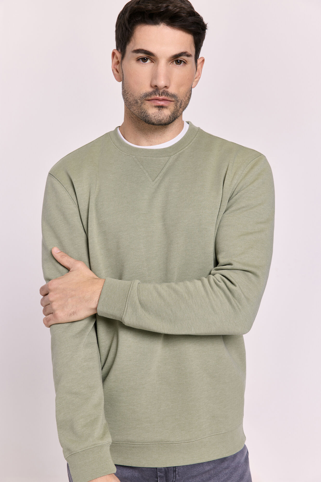 Milano Sudadera cuello redondo con logo Kaki Claro