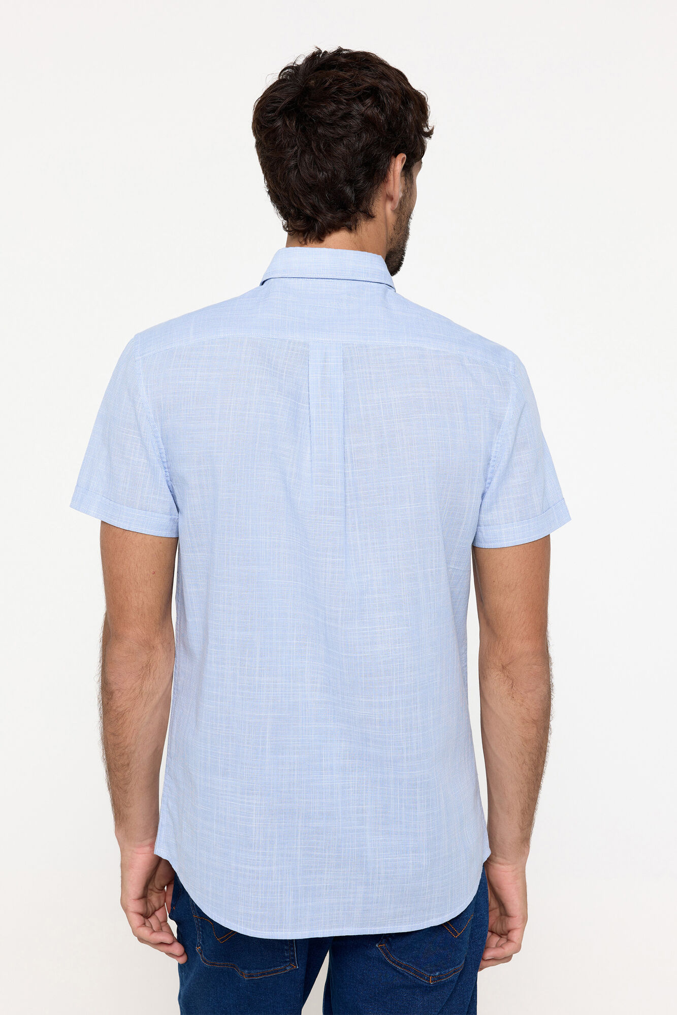 Milano Camisa slub lisa Azul