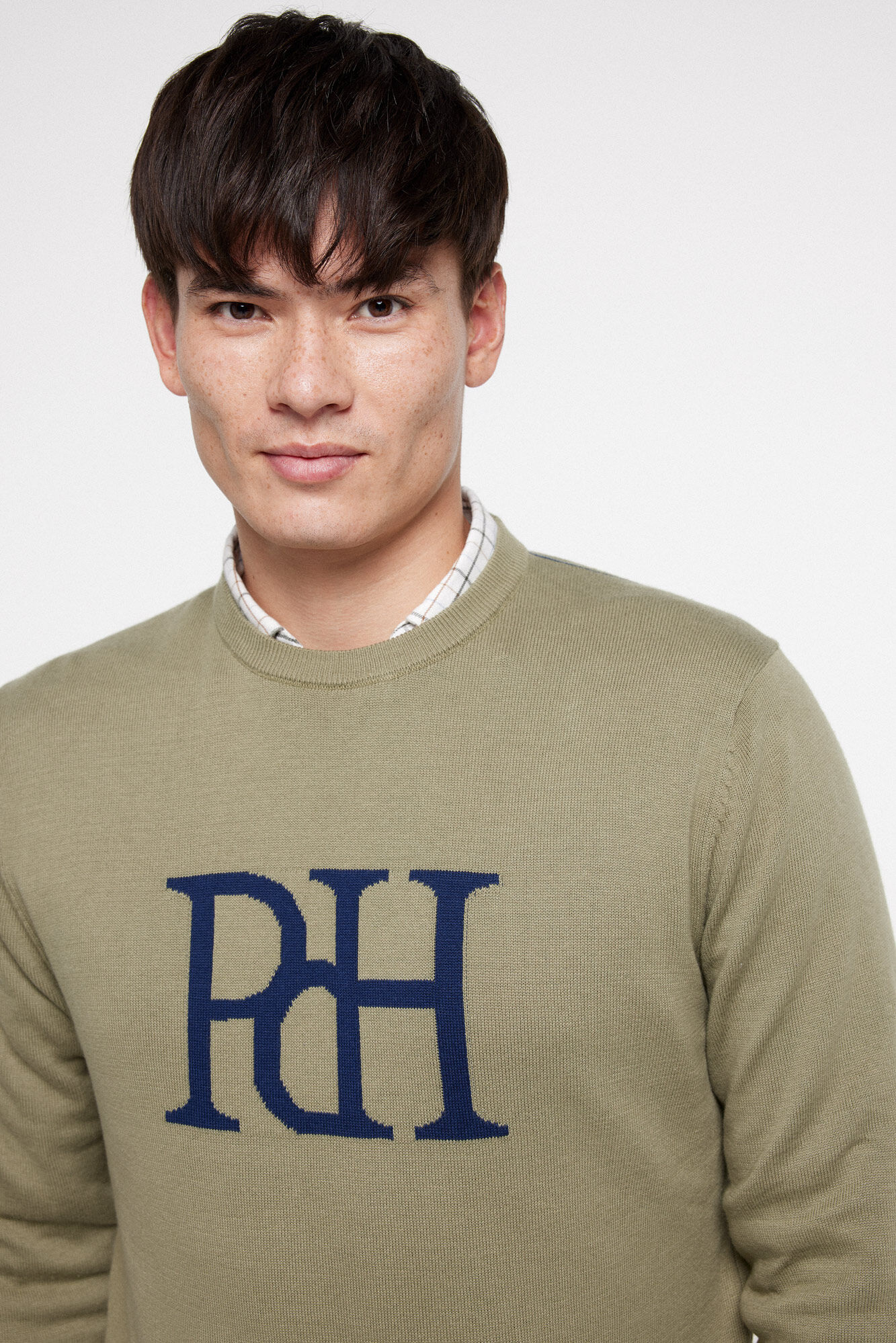 Pedro del Hierro Jersey Logo Jacquard Kaki Claro