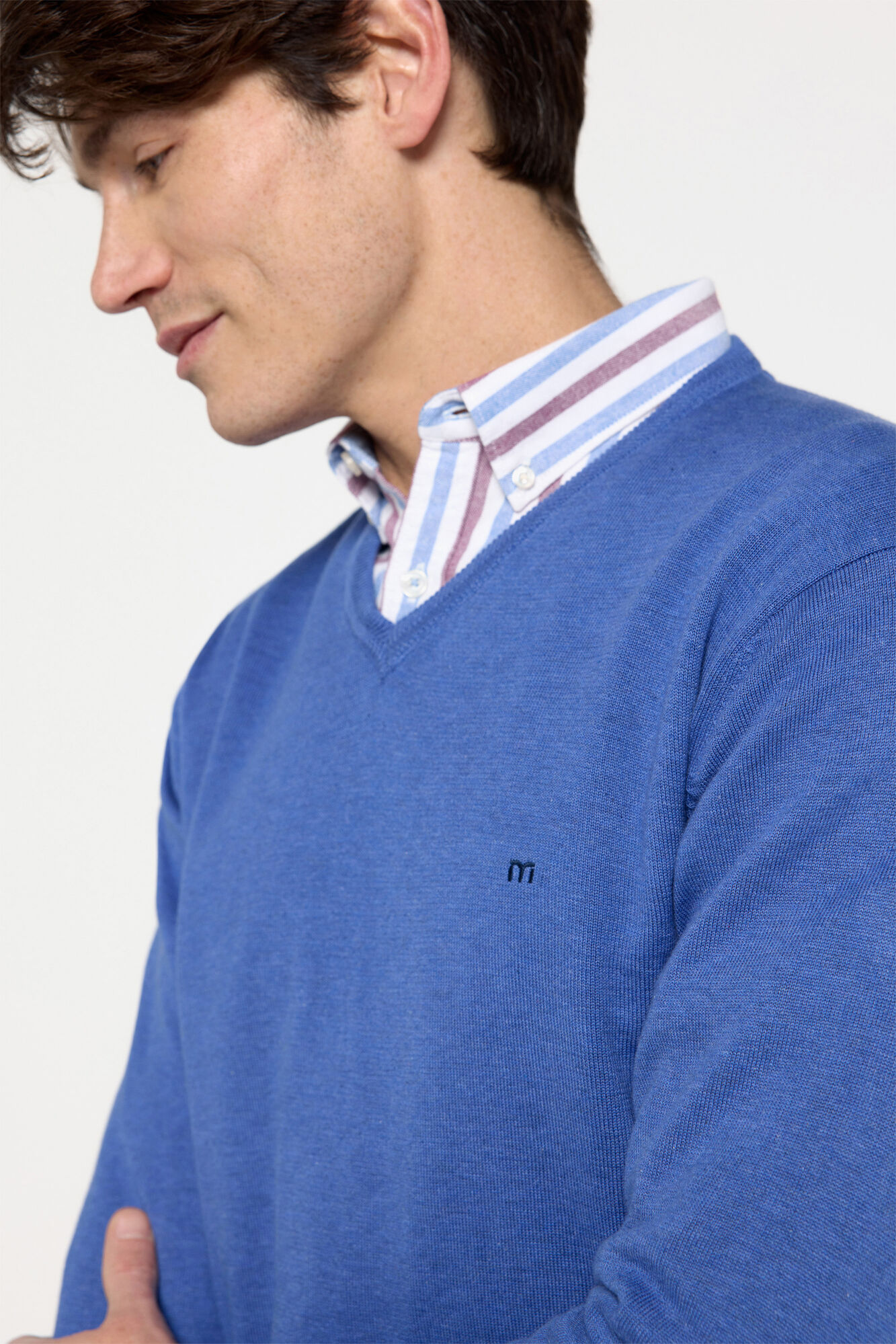 Milano Jersey Patch Cuello Pico Azul