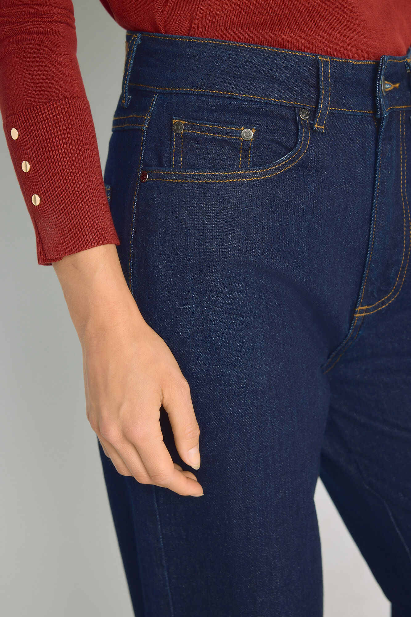 Milano Pantal&oacute;n de mezclilla ancho Navy