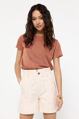 Milano Playera manga corta efecto lino Beige/Camel