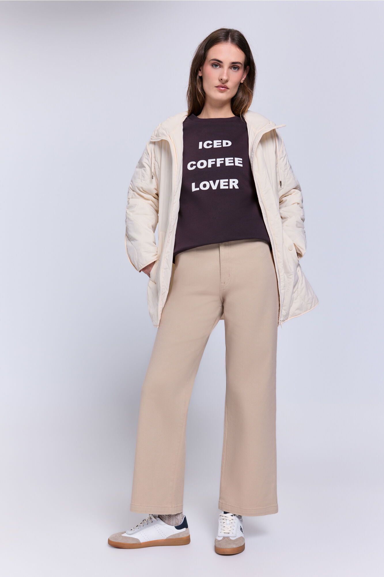 Milano Pantal&oacute;n sarga color pierna ancha Beige