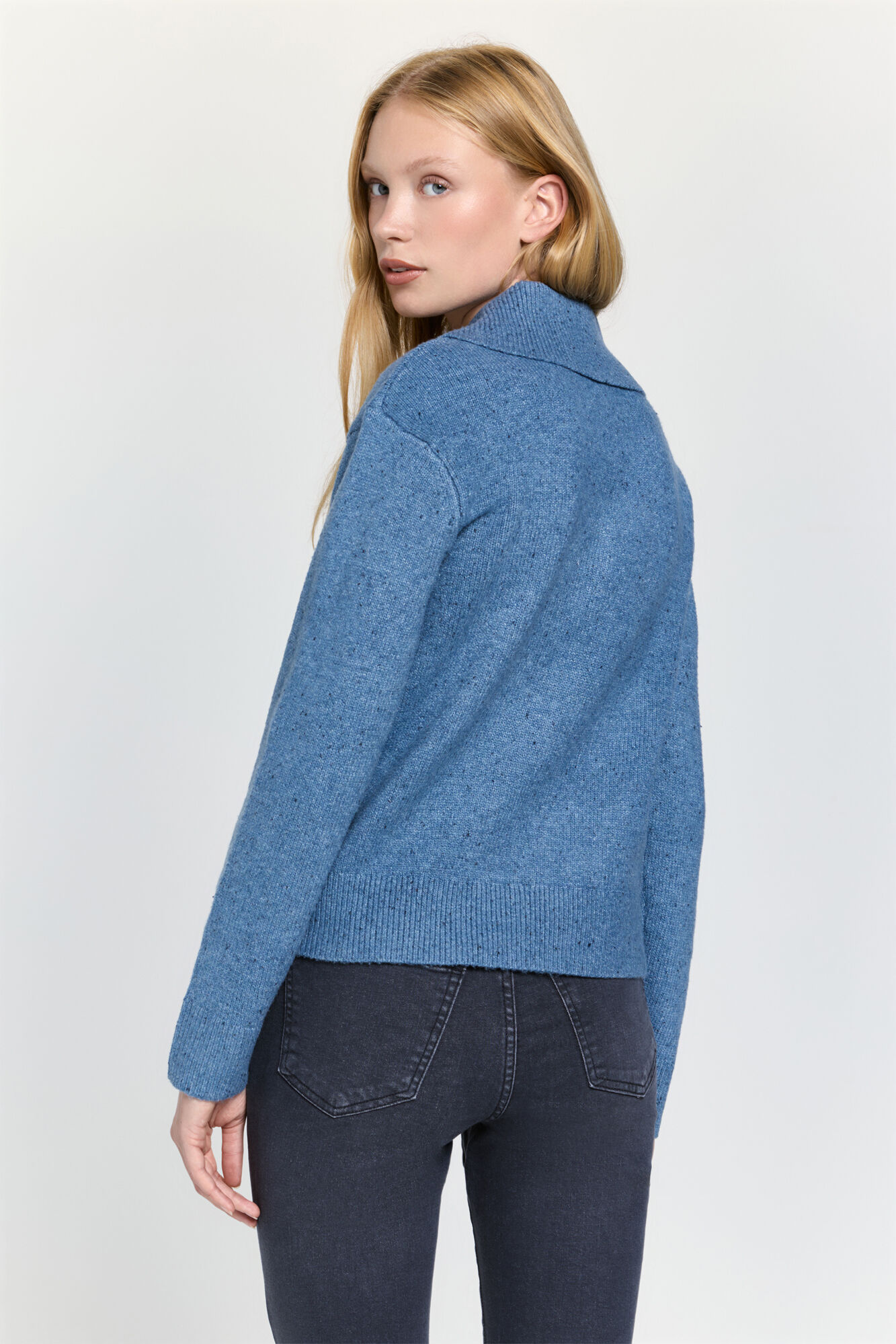 Milano Tejido de jersey grueso con cuello pluma Azul