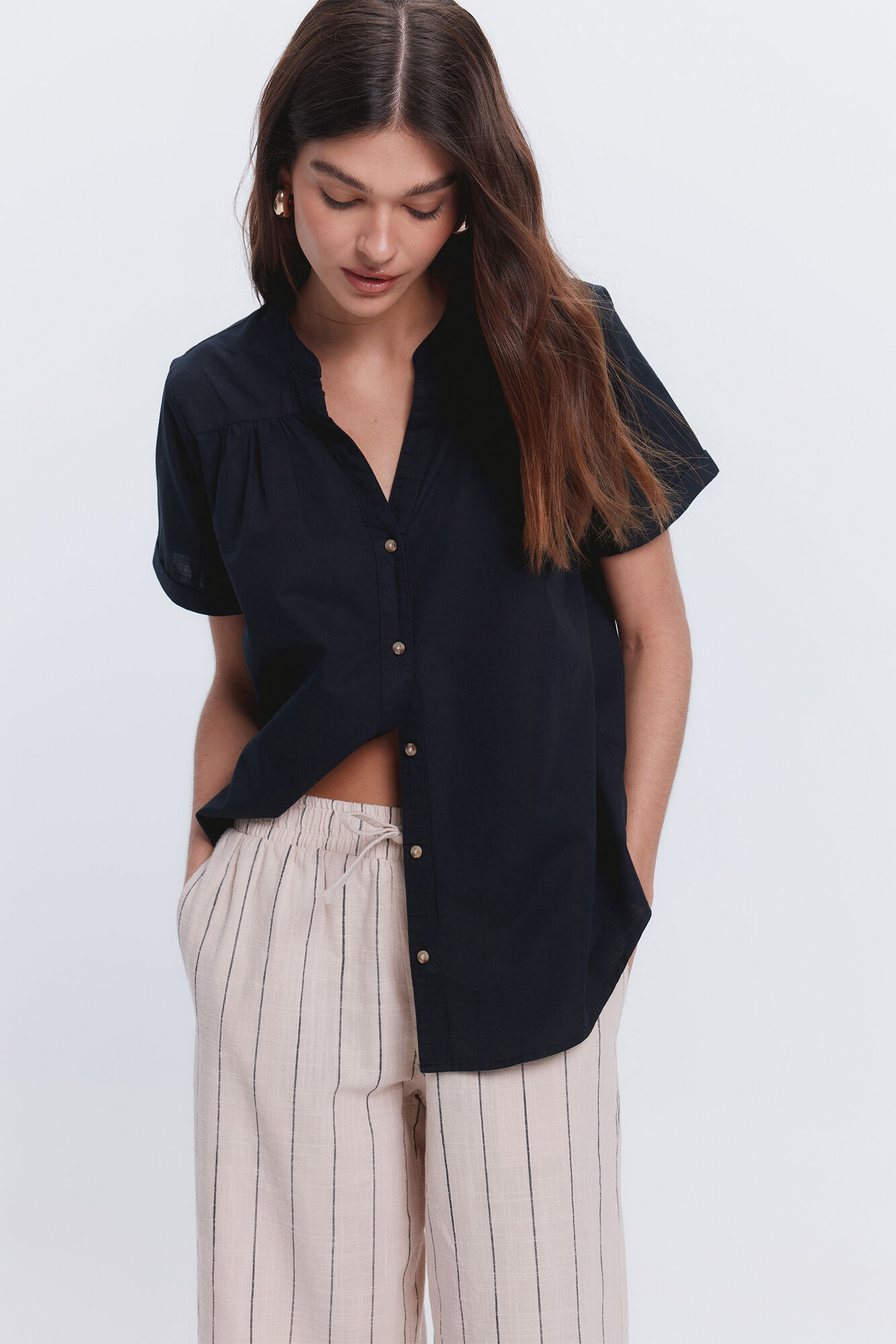 Milano Camisa lino manga corta