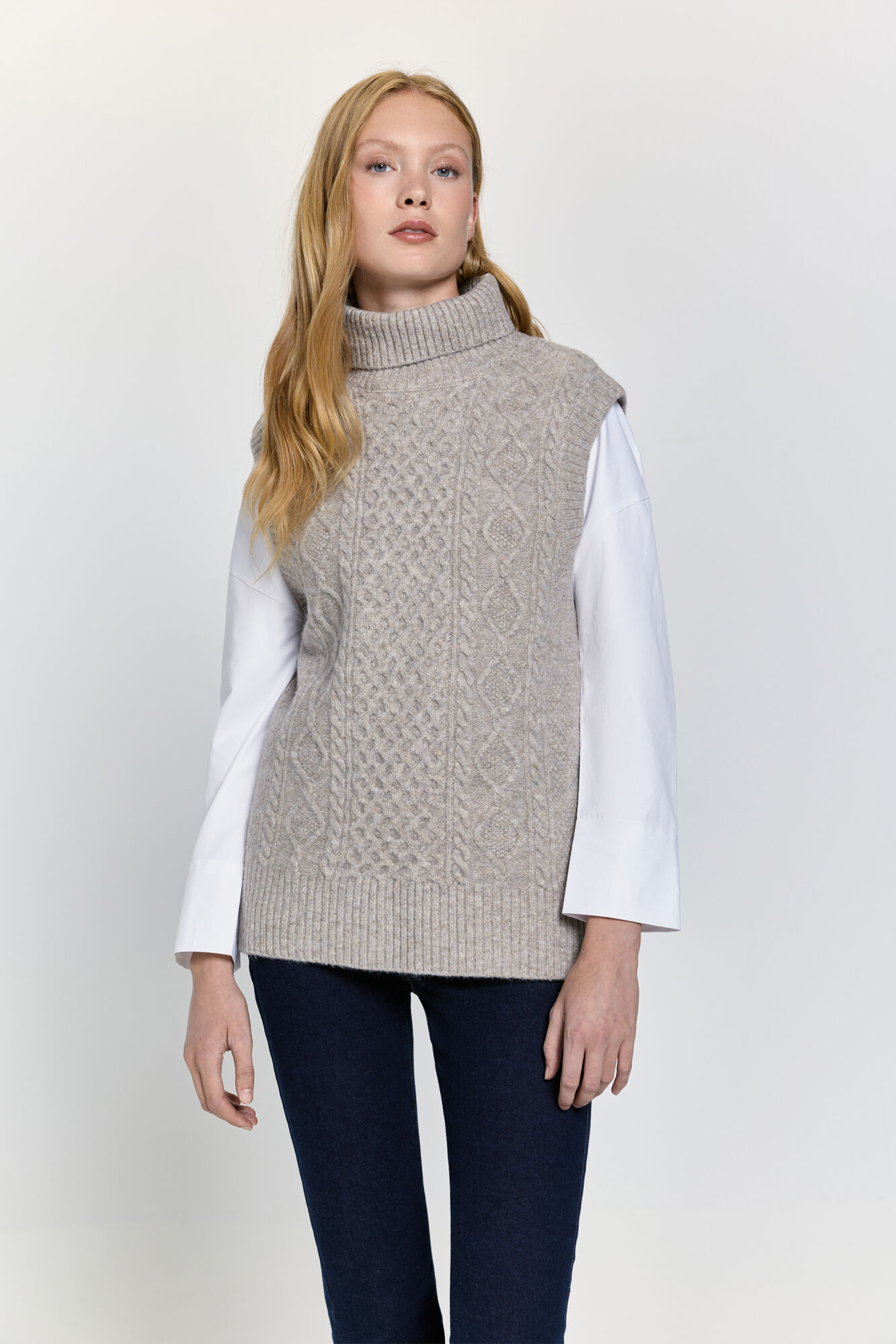 Milano Chaleco de tejido con cuello estructurado