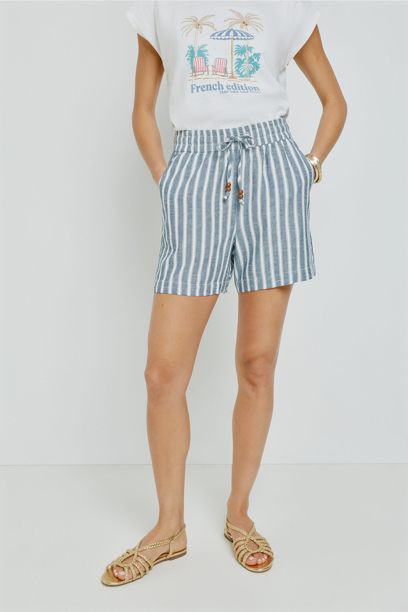 Milano Bermudas de rayas con cintura el&aacute;stica
