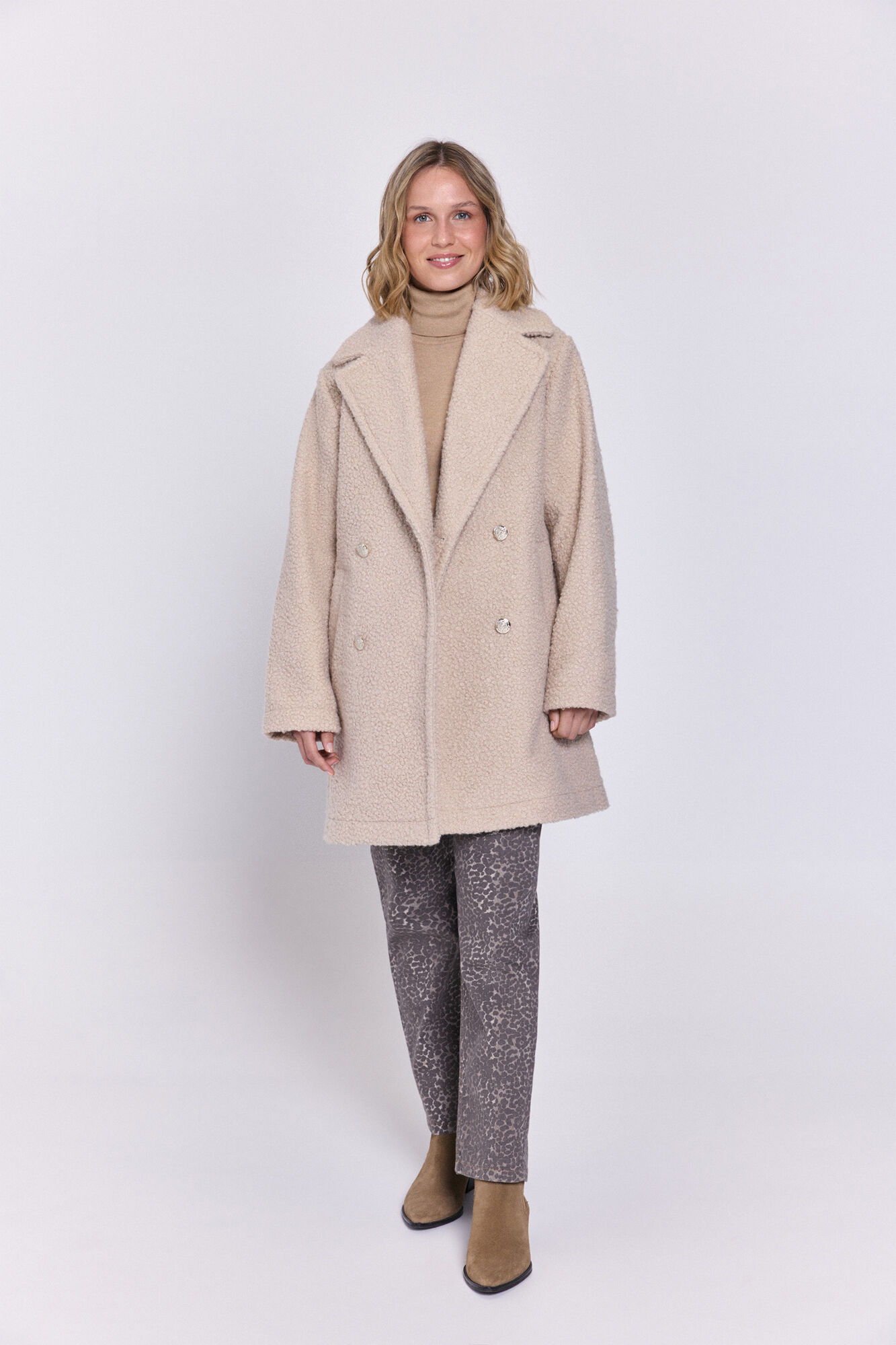 Milano Chamarra de boucl&eacute; semilargo Gris