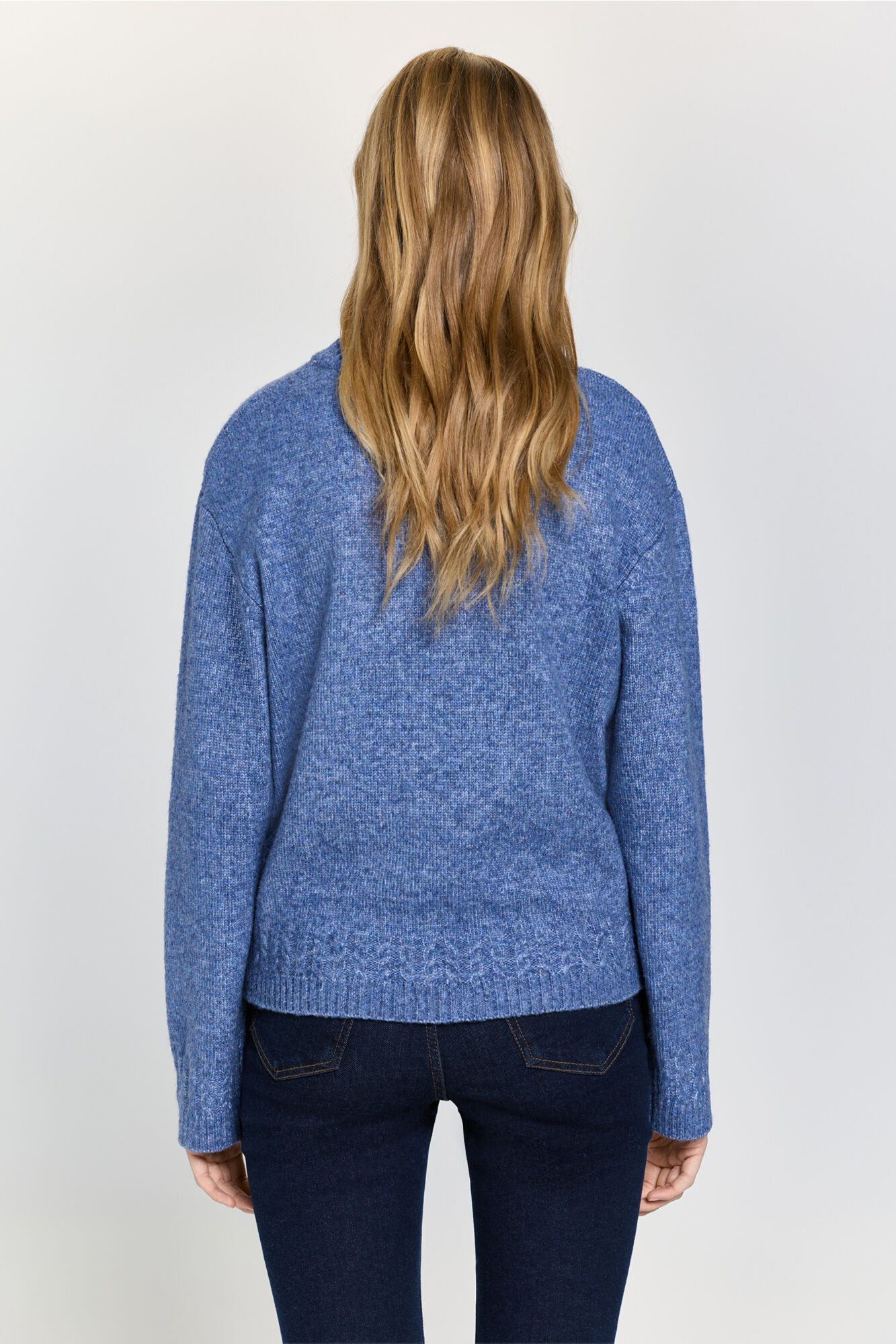 Milano Jersey de cuello redondo ajustado con detalles trenzados Azul