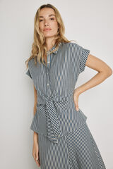 Milano Blusa de rayas manga corta Gris Claro
