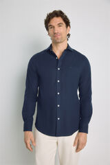Milano Camisa lisa de manga larga Navy
