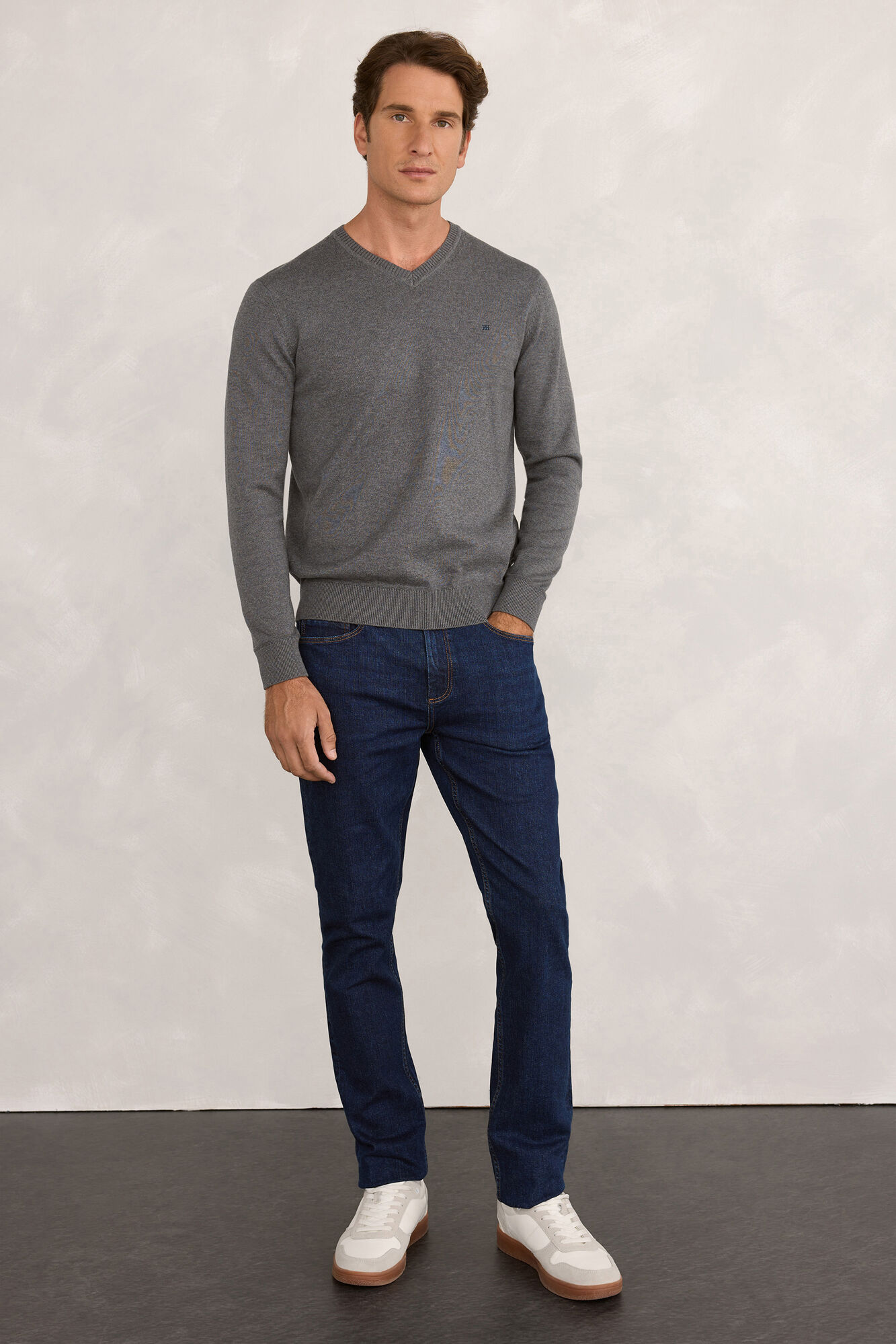 Pedro del Hierro Jersey b&aacute;sico en PICO Gris Oscuro