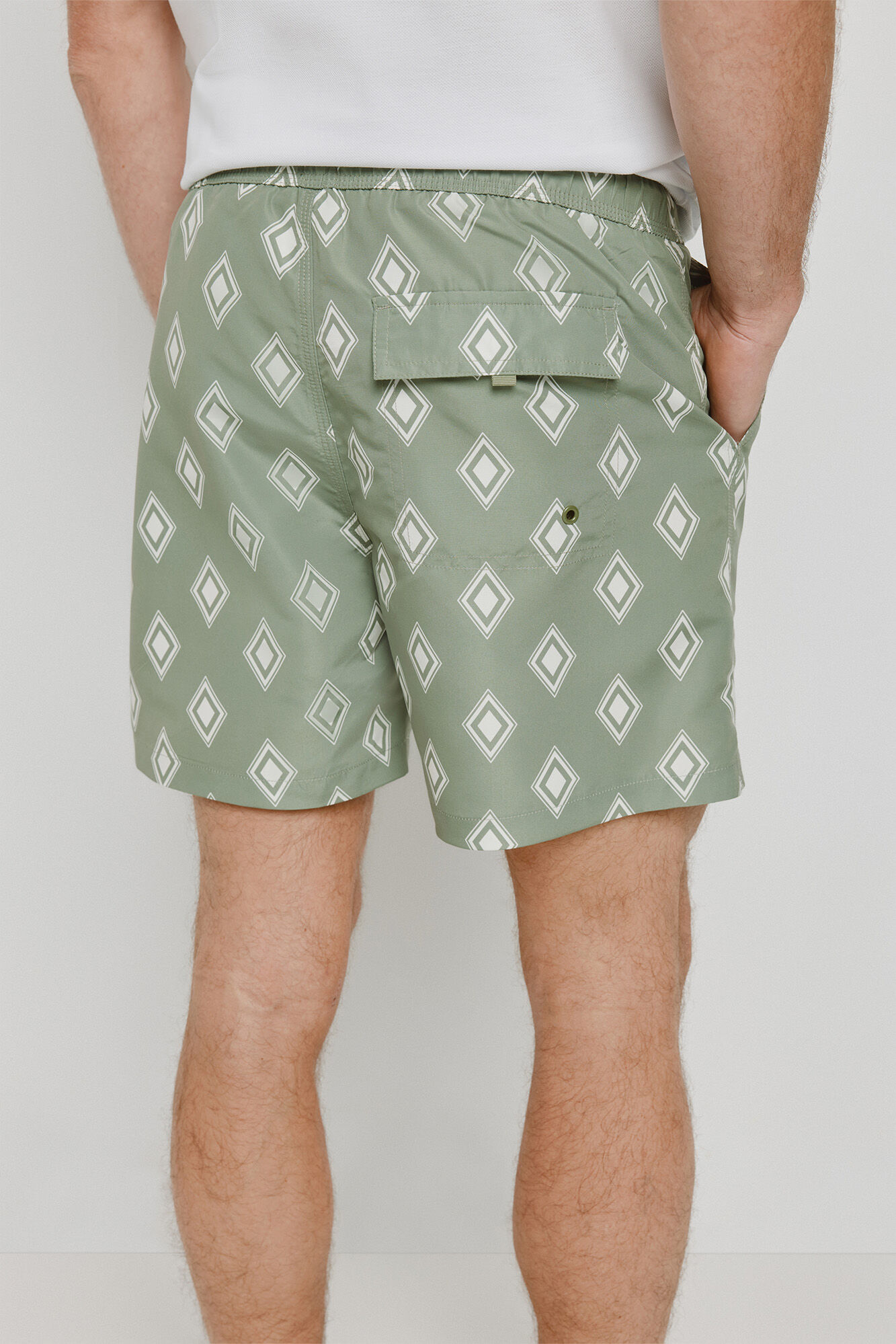 Milano Traje de ba&ntilde;o estampado de rombos Kaki Claro
