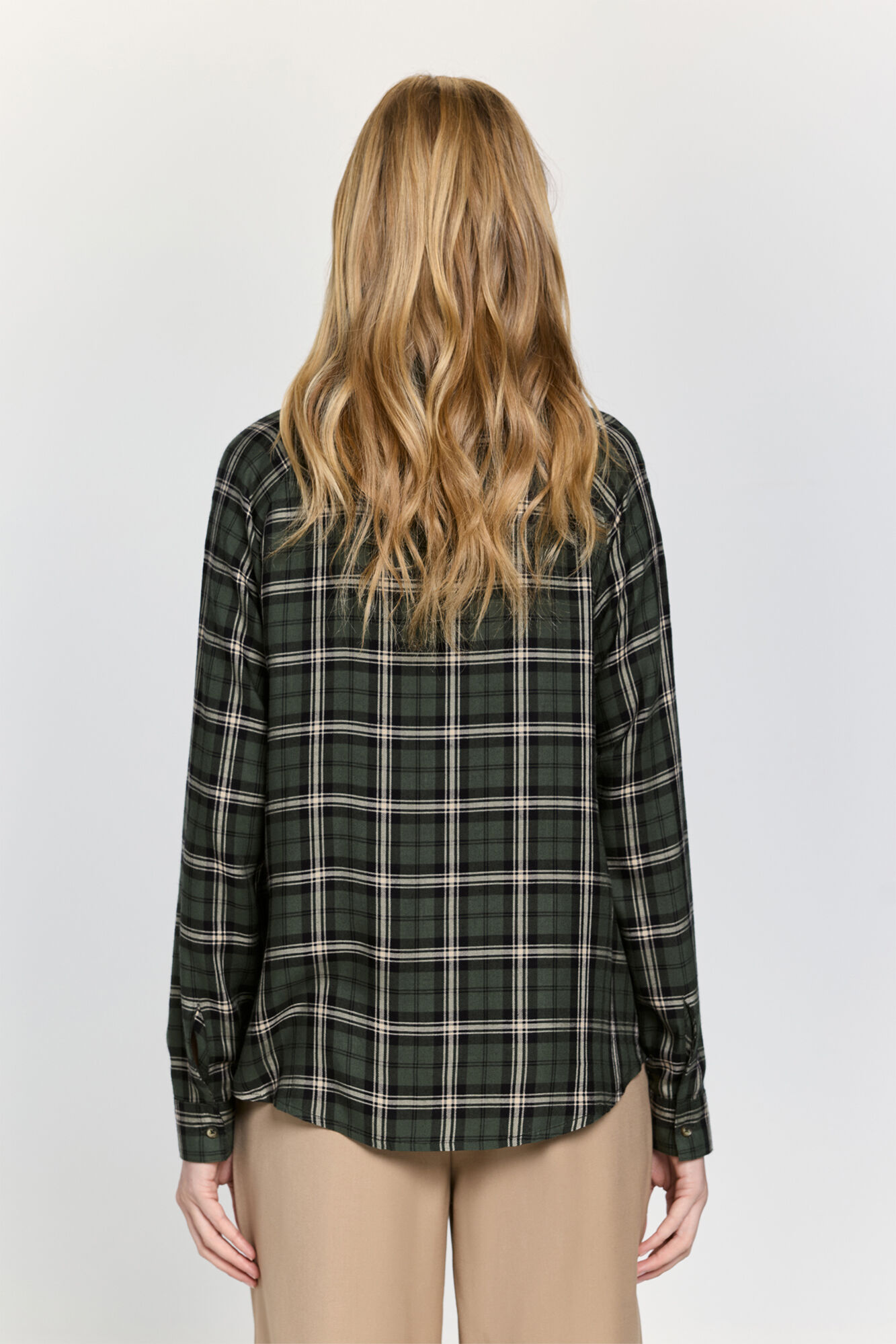 Milano Camisa de cuello con solapa de tart&aacute;n Verde
