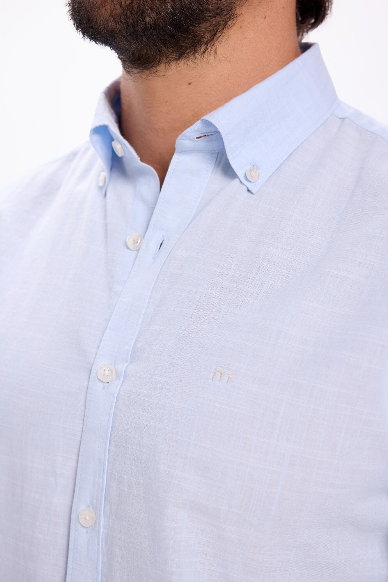 Milano Camisa Slub Lisa Azul Claro