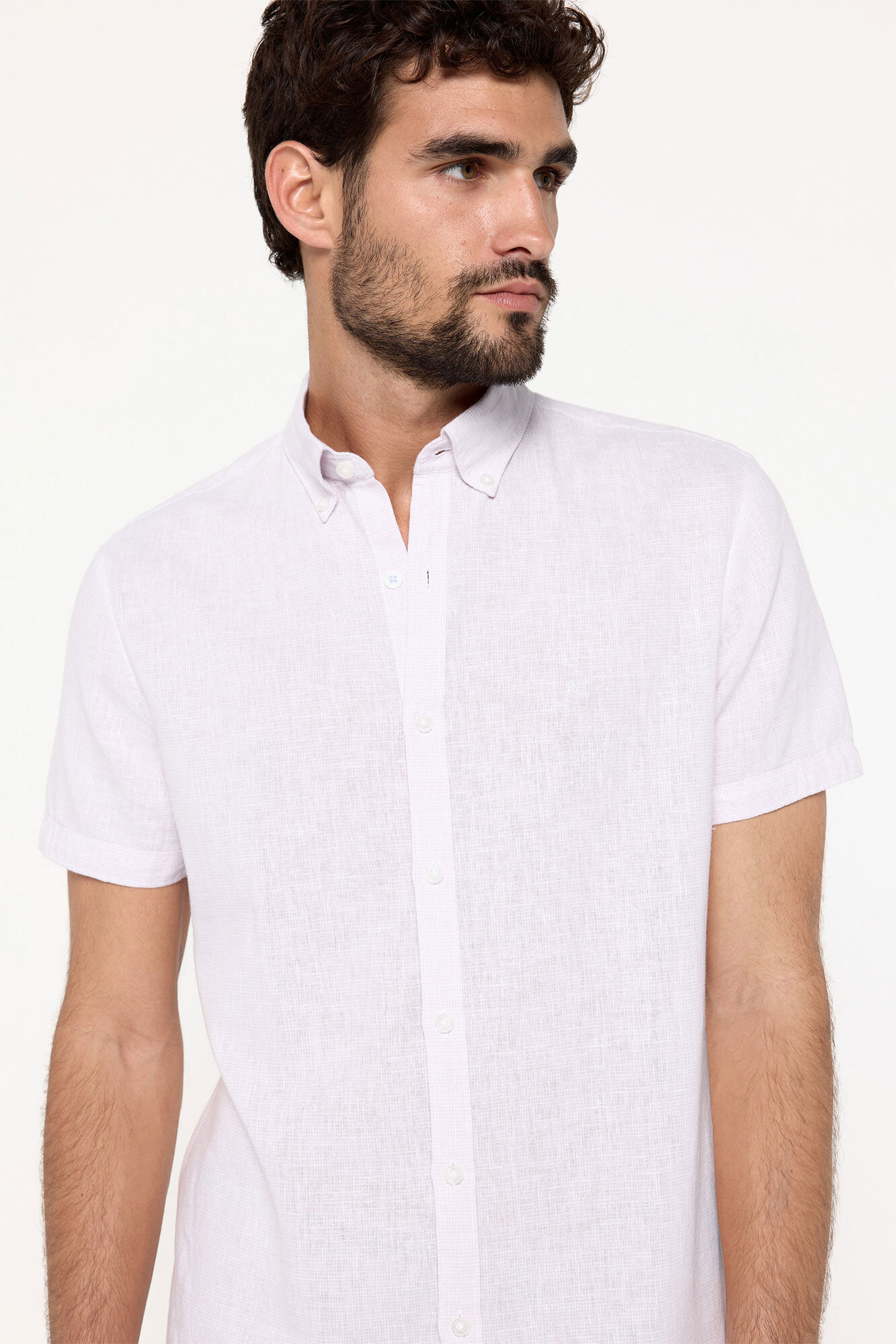 Pedro del Hierro Camisa Lino Micro Pata de Gallo