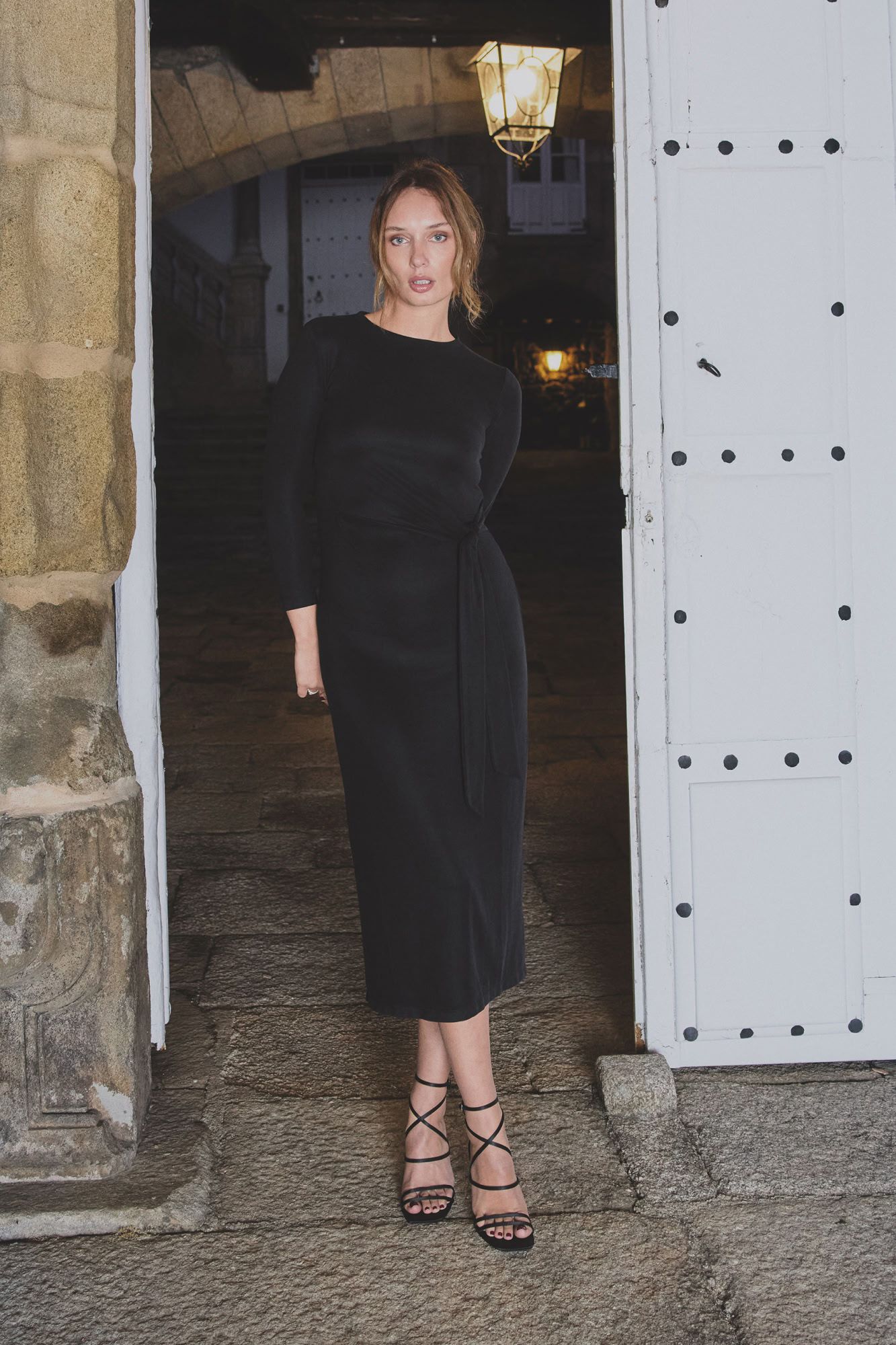 Milano Vestido midi con toques de melocot&oacute;n