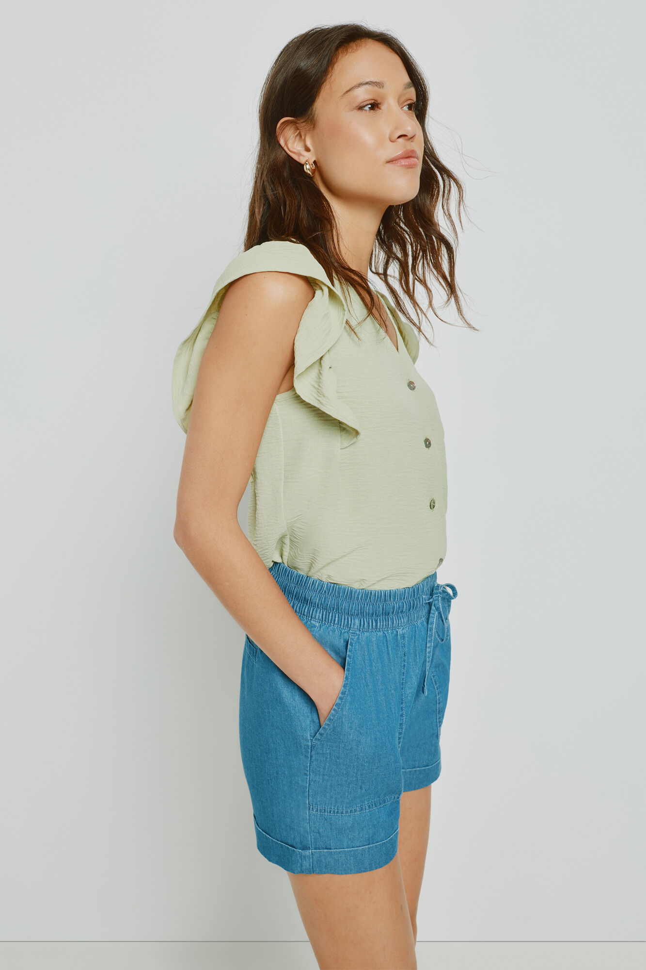 Milano Blusa con volantes Verde