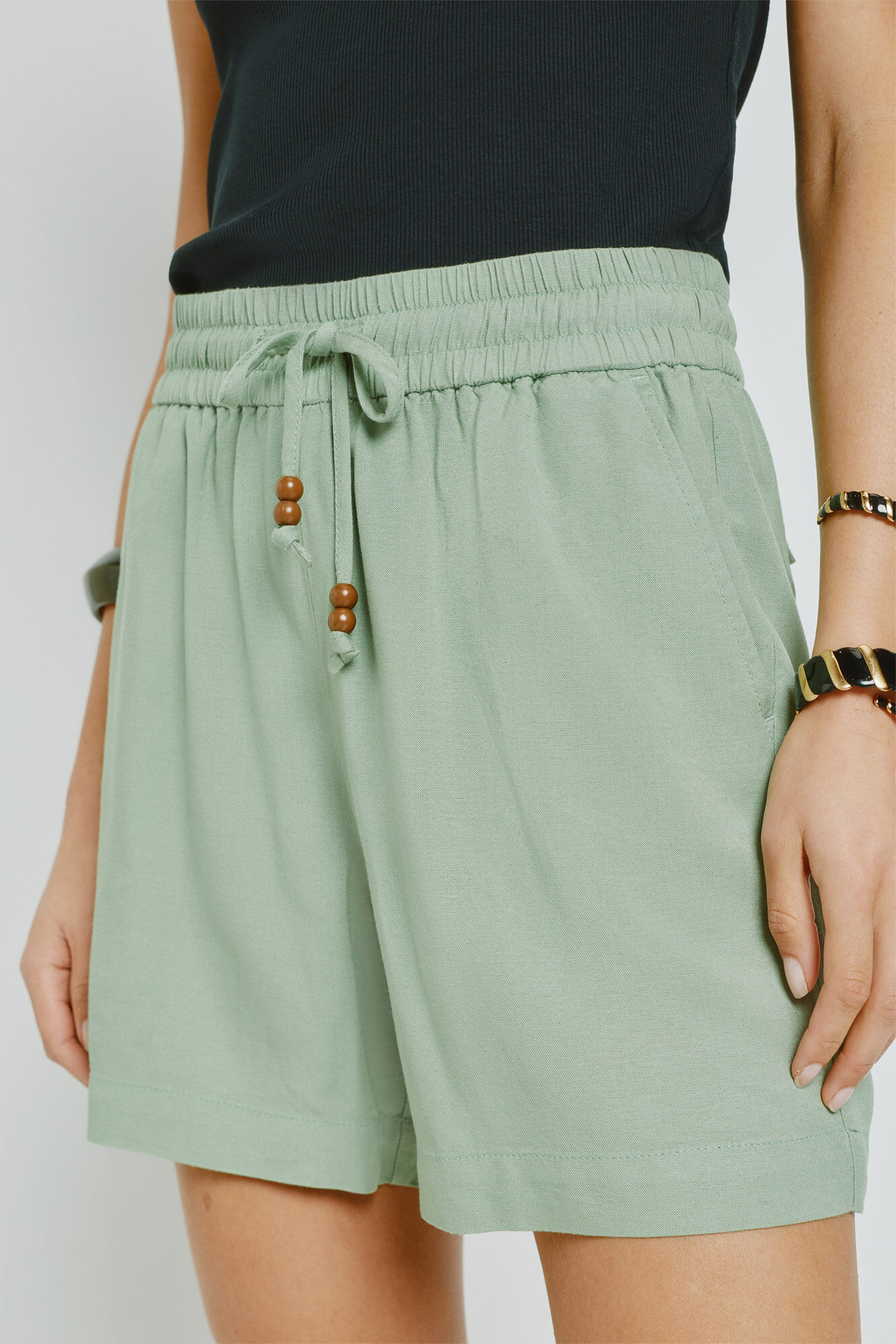 Milano Bermudas lisas con cintura el&aacute;stica Verde