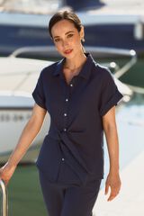 Milano Blusa lisa manga corta Navy