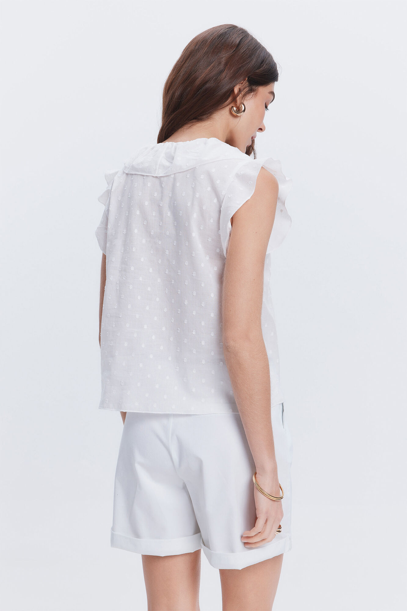 Milano Blusa ligera volantes Blanco