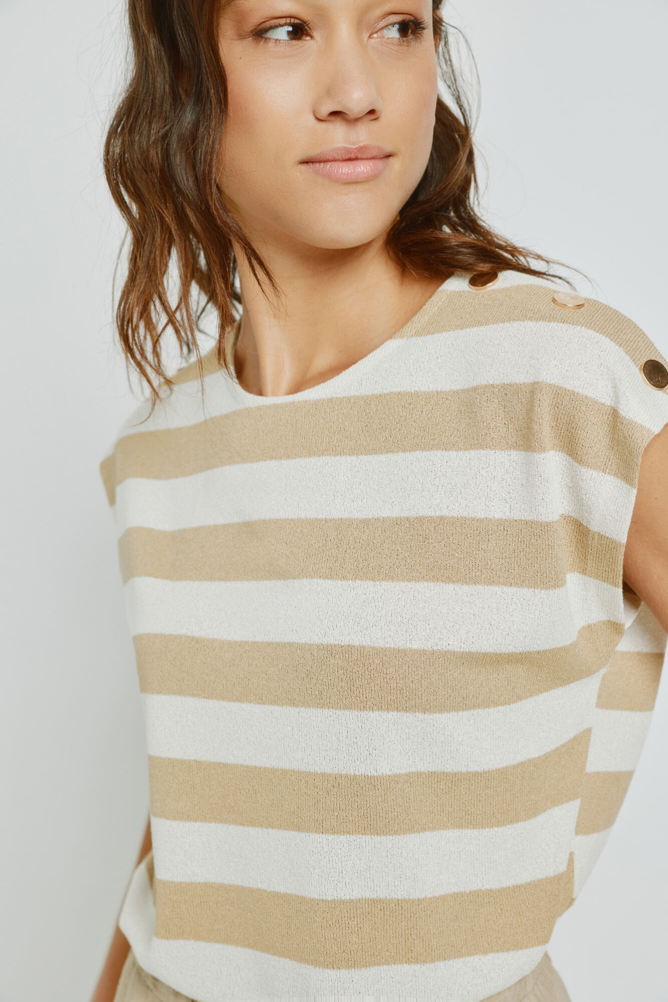 Milano Playera de rayas manga corta Beige