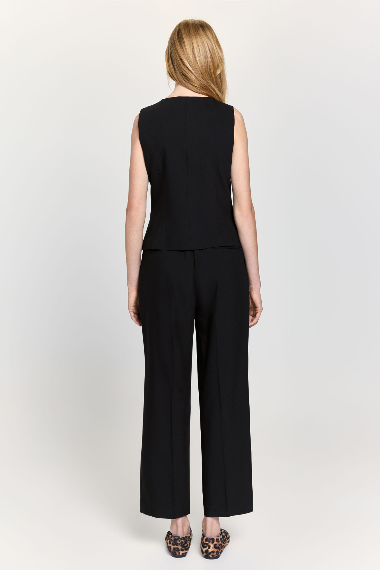 Milano Chaleco negro de sastrero con cuello redondo ajustado Negro