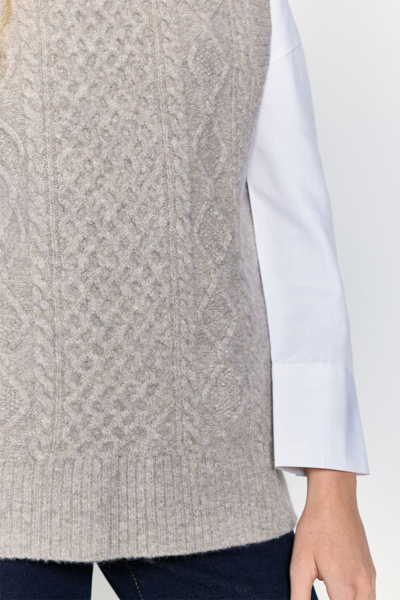 Milano Chaleco de tejido con cuello estructurado Beige