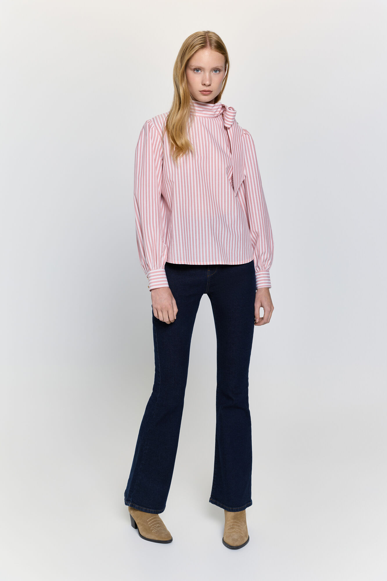 Milano Blusa fluida con cuello Rosa