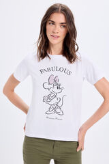 Milano Playera estampada de Minnie Mouse con aplicaci&oacute;n de pedrer&iacute;a en el lazo o lazo Blanco