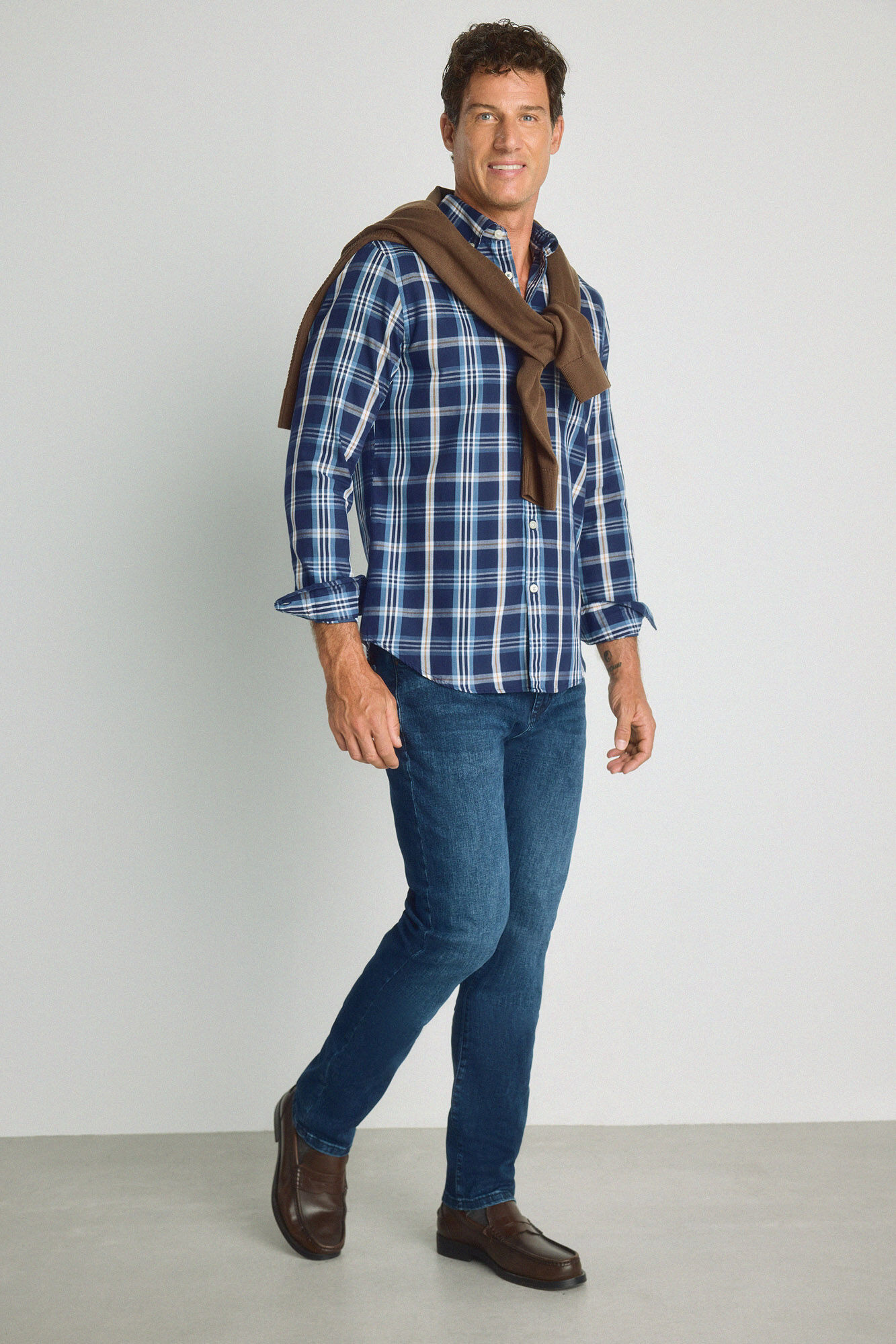 Milano Camisa de cuadros manga larga Navy
