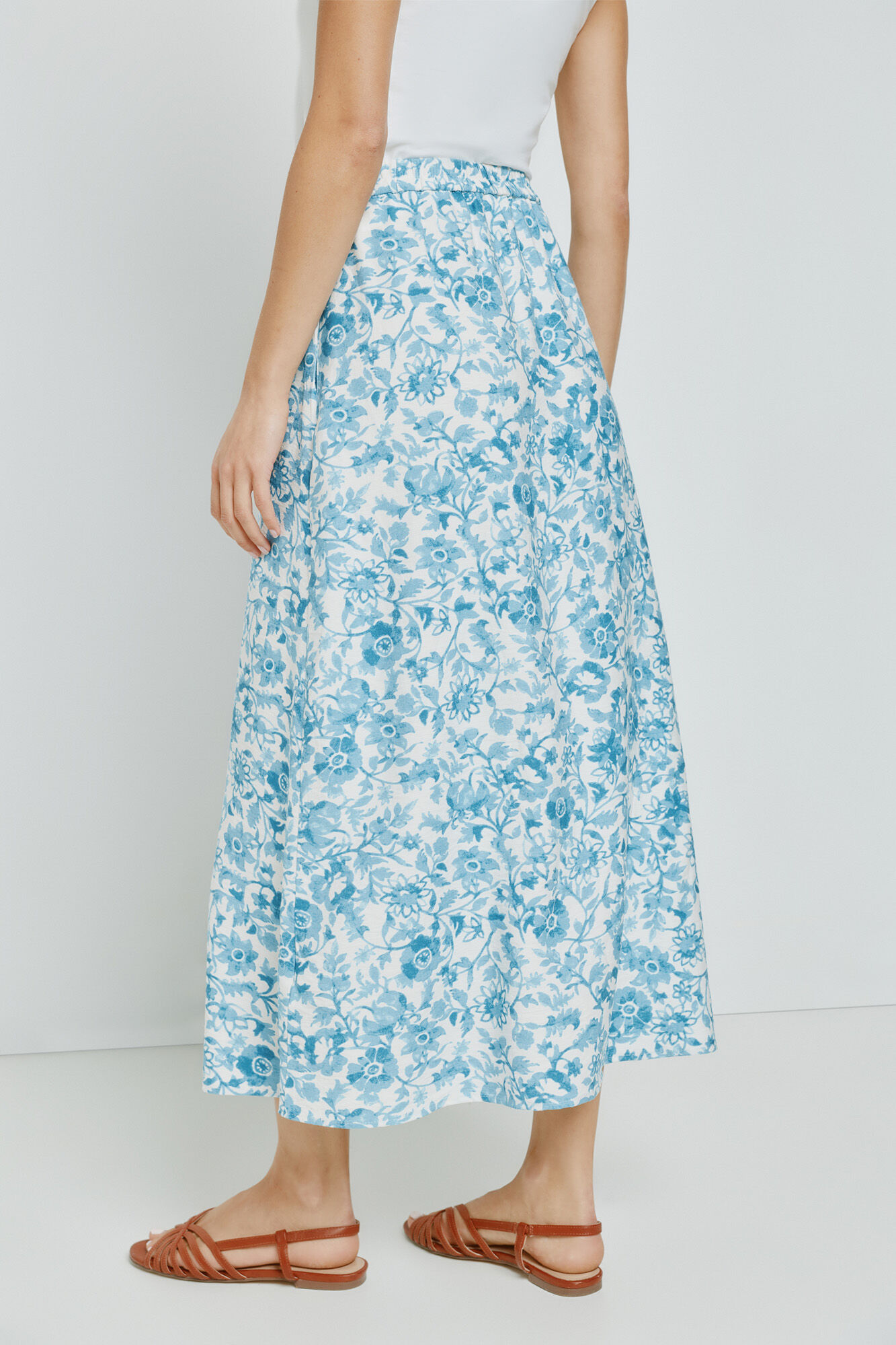 Milano Falda larga abotonada estampada Azul Oscuro