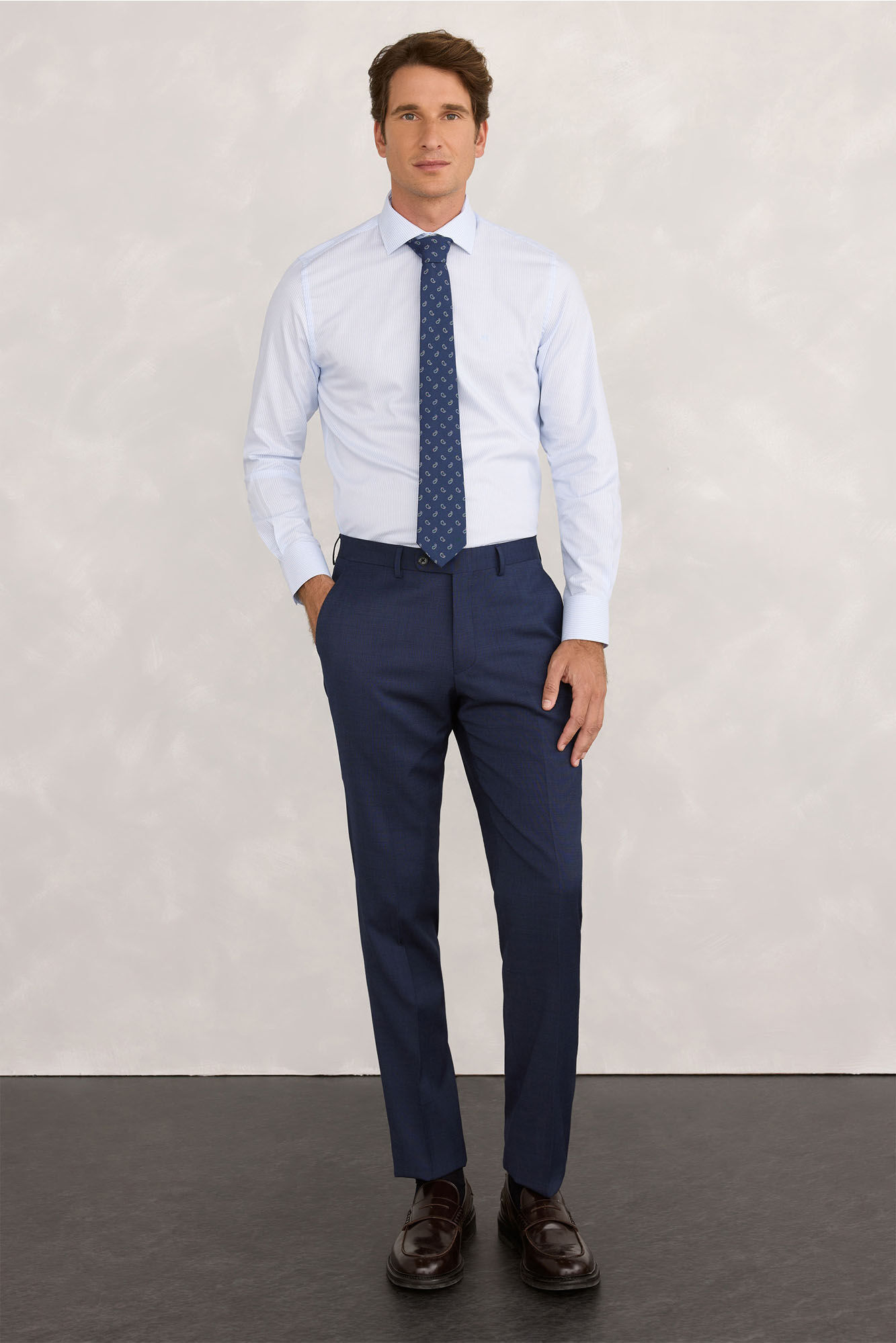 Pedro del Hierro Camisa de vestir de popel&iacute;n a rayas Azul