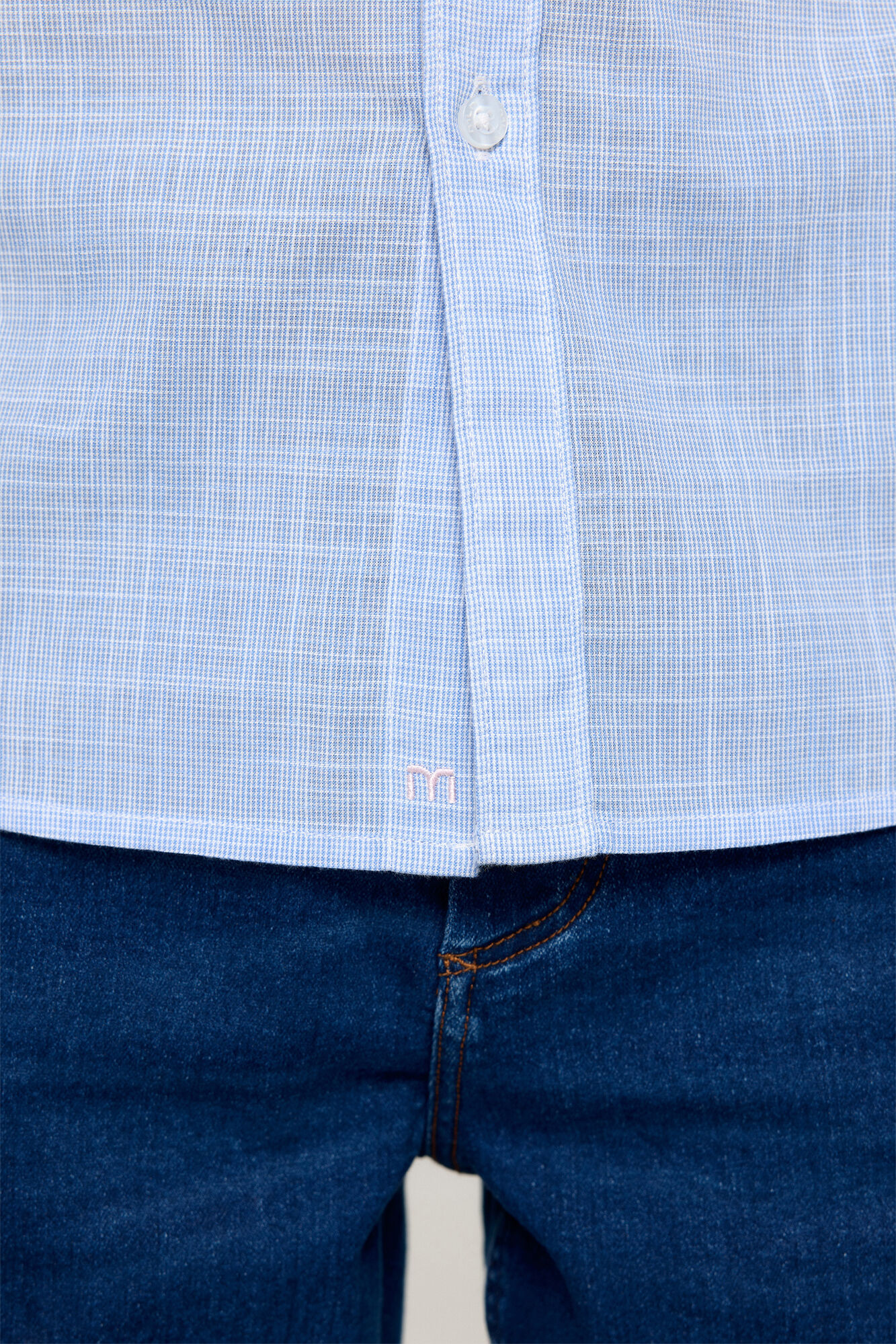 Milano Camisa slub lisa Azul