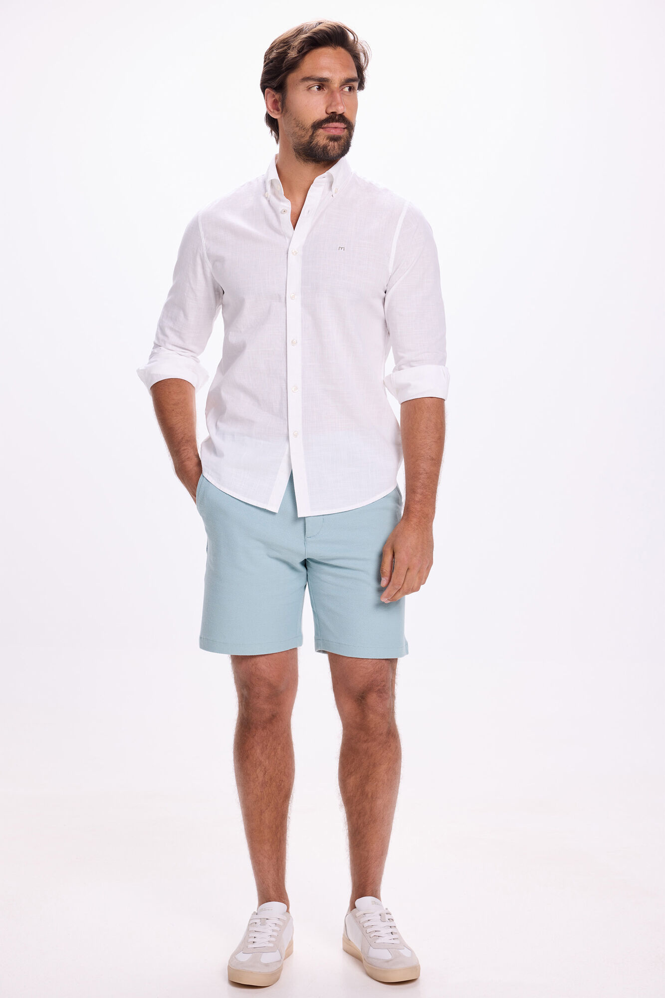 Milano Camisa Slub Lisa Blanco
