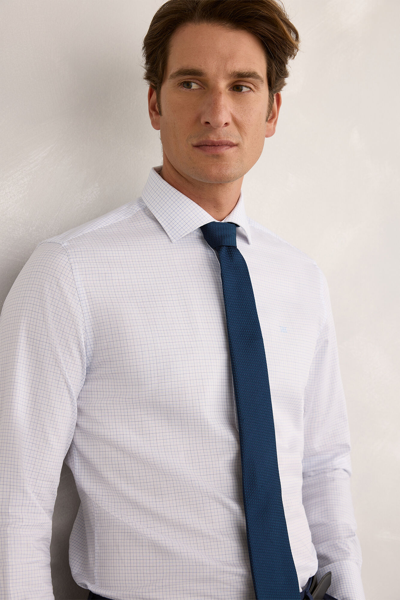 Pedro del Hierro Camisa de vestir de popel&iacute;n a cuadros Azul Oscuro