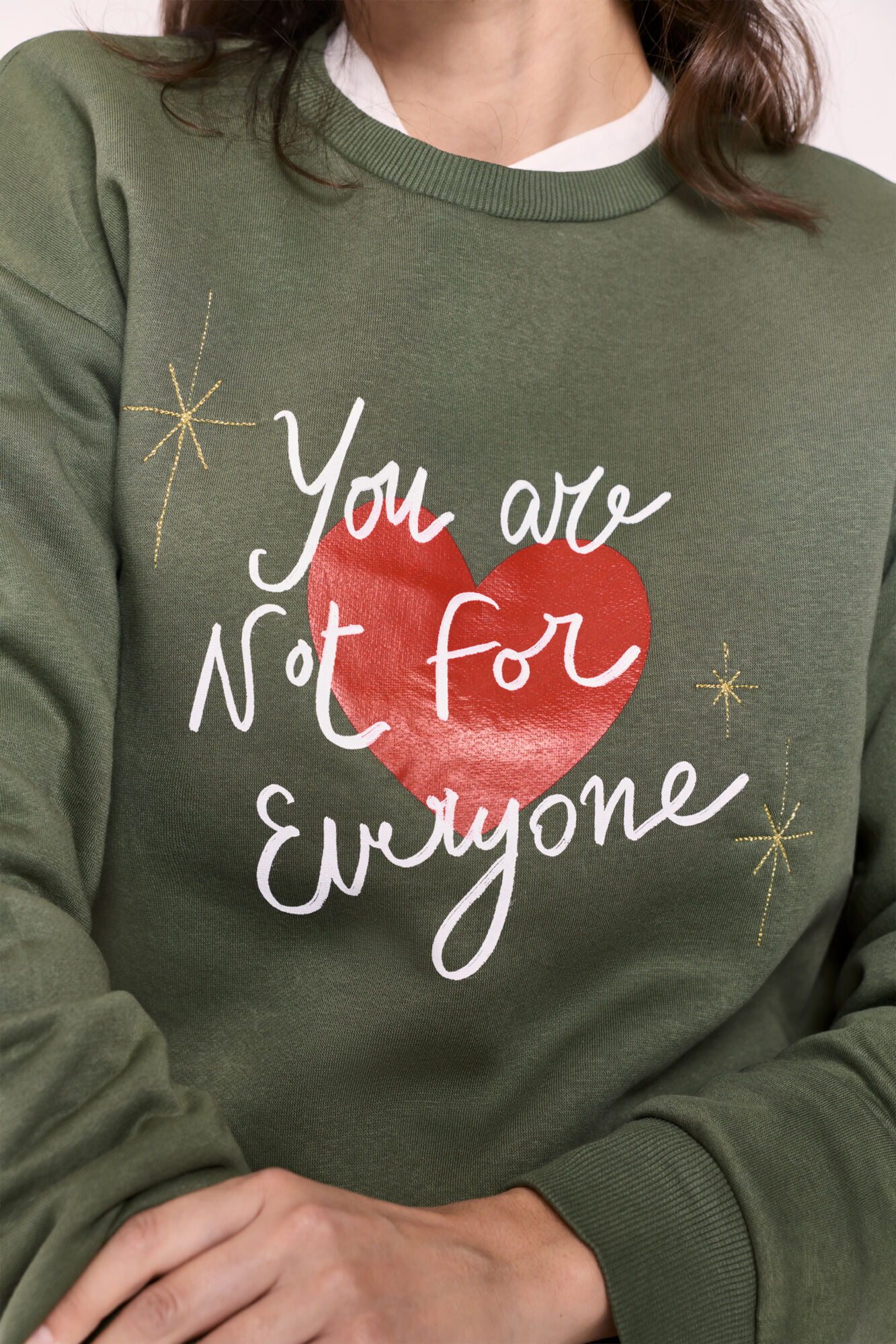 Milano Sudadera verde con estampado y bordado