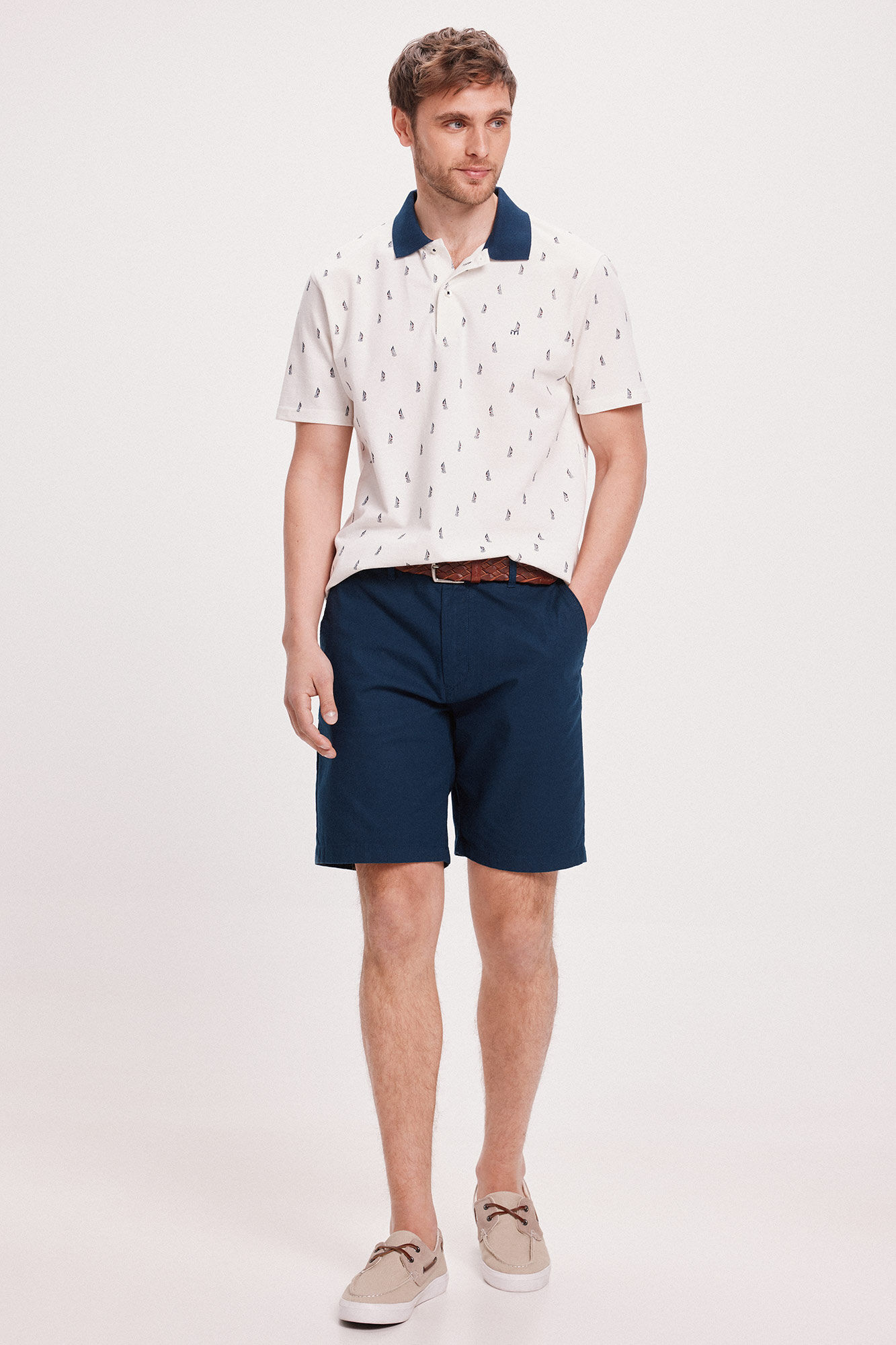 Milano Polo Estampado Blanco
