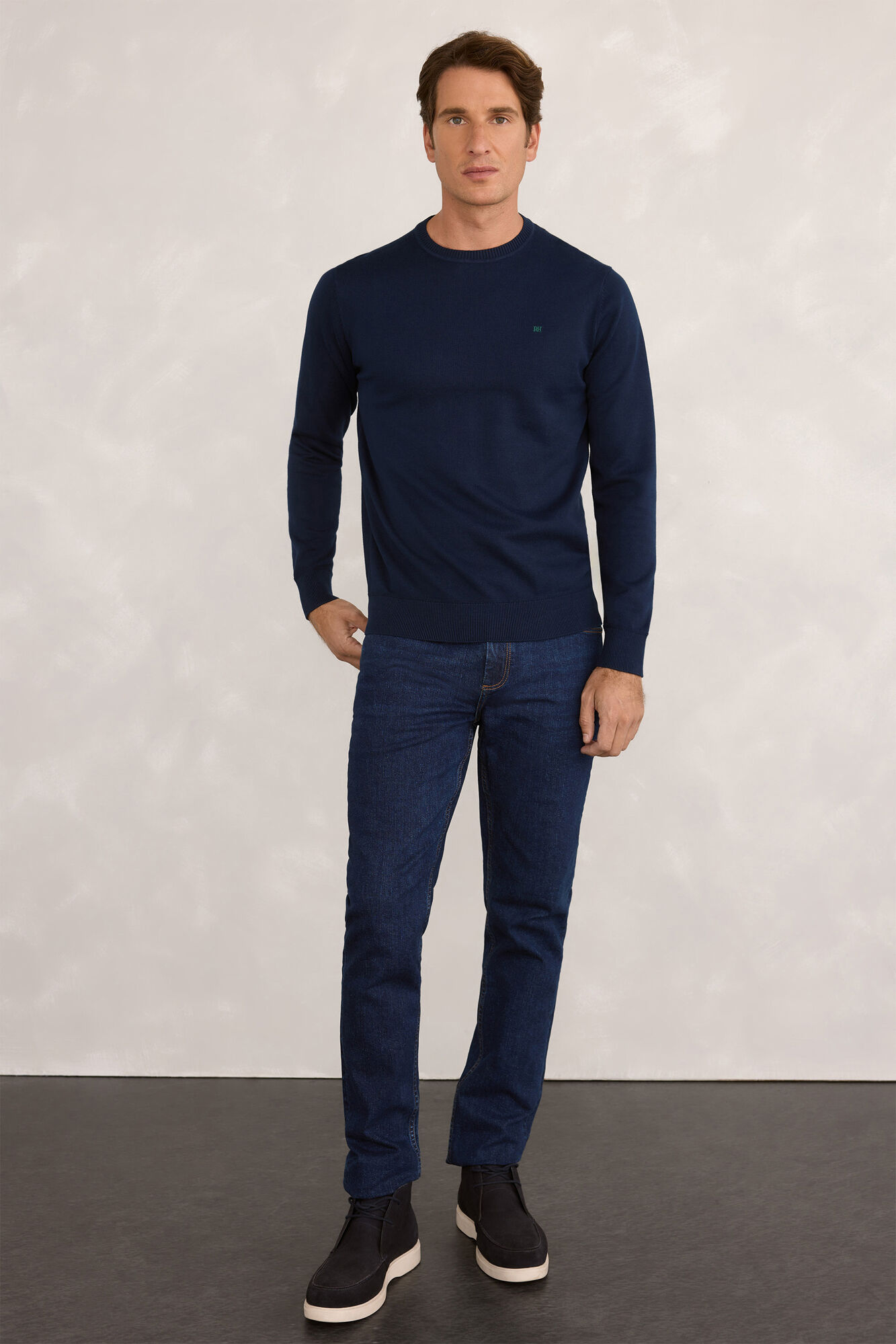 Pedro del Hierro Jersey redondo b&aacute;sico Navy
