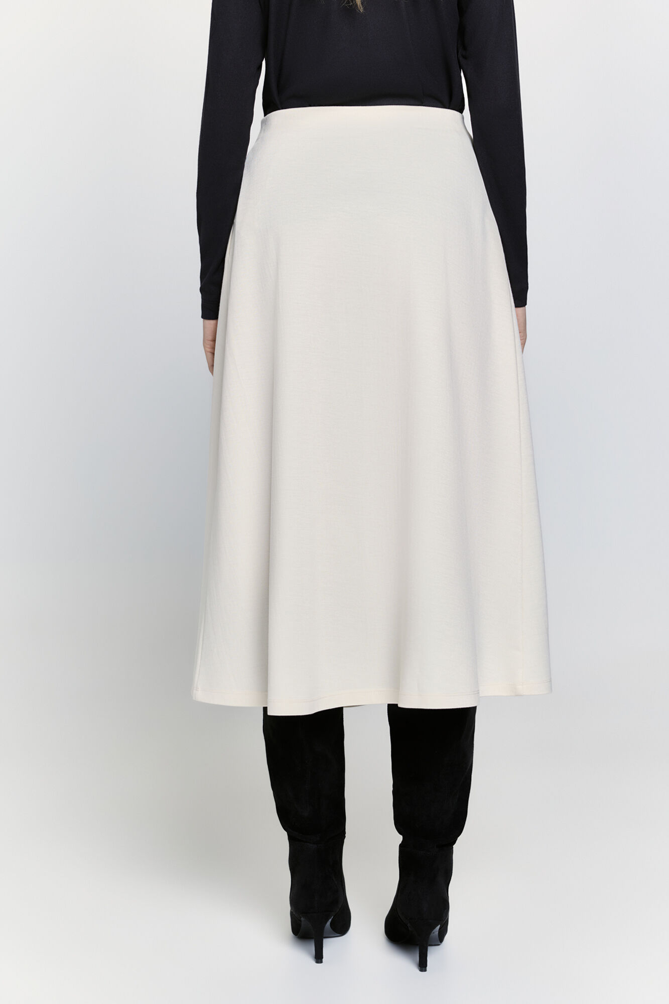 Milano Falda midi con cintura el&aacute;stica Marfil