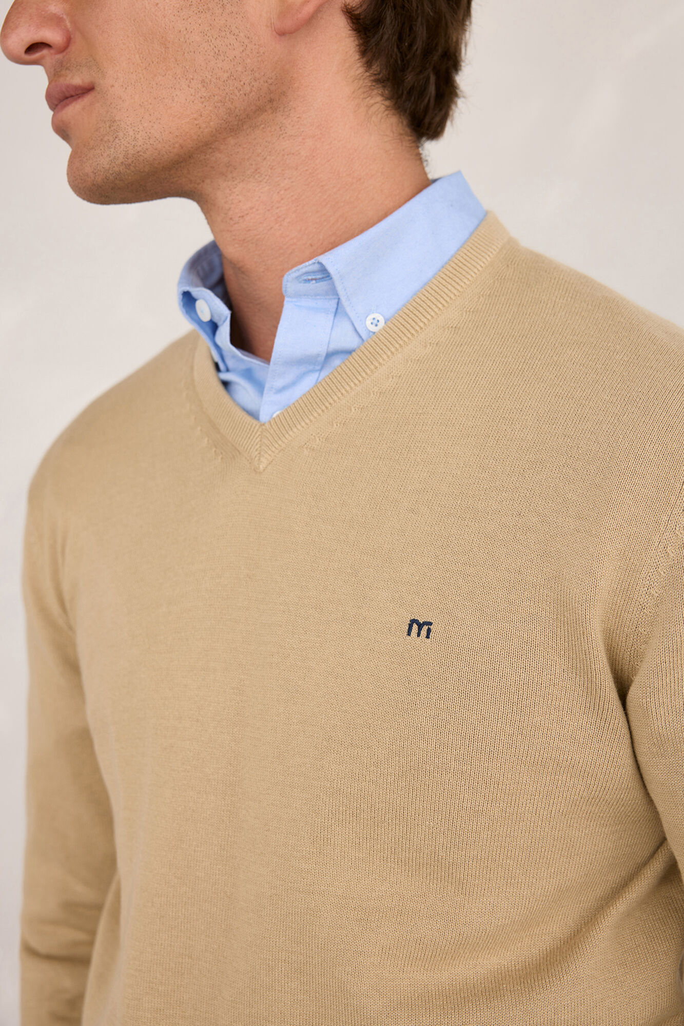 Milano Jersey b&aacute;sico en pico Beige
