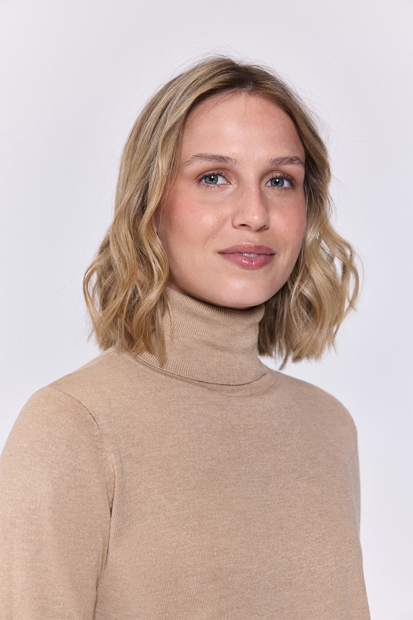Milano Jersey de cuello de viscosa Beige/Camel