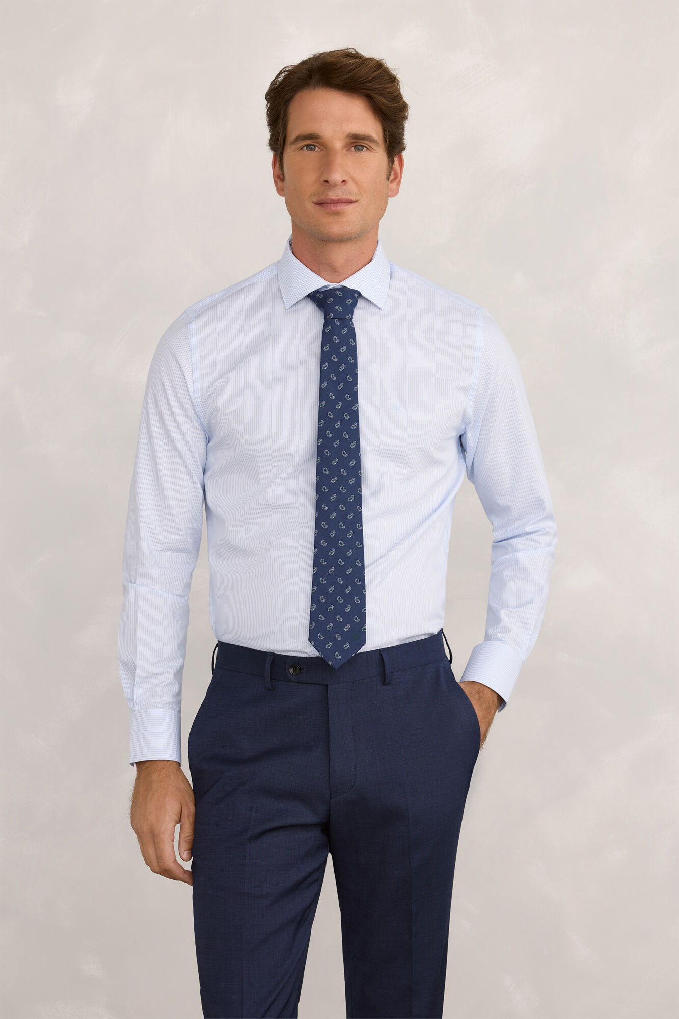 Pedro del Hierro Camisa de vestir de popel&iacute;n a rayas