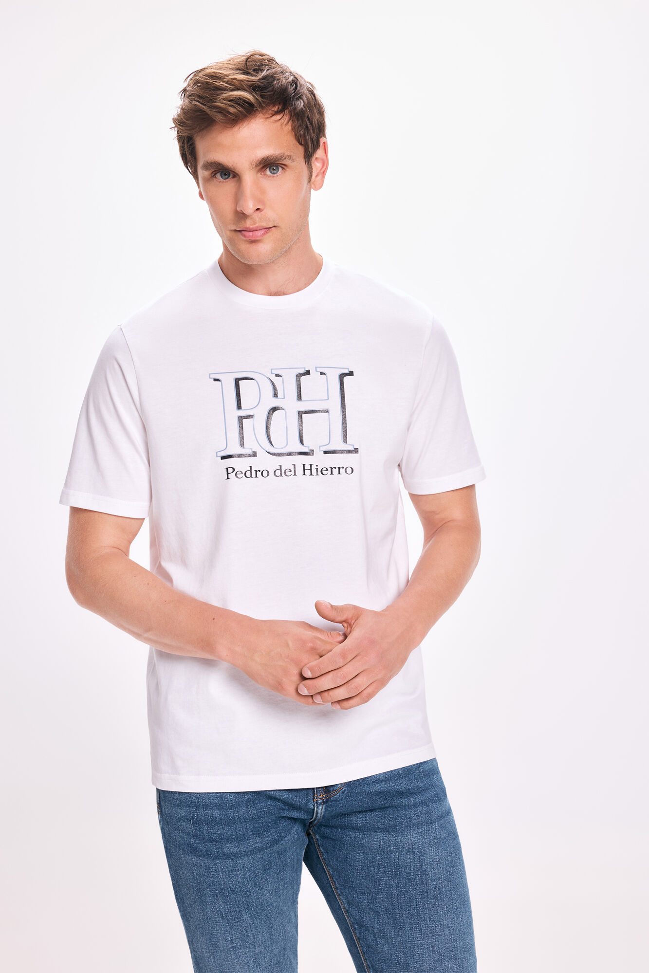Pedro del Hierro Playera con el logo grande de PDH Blanco