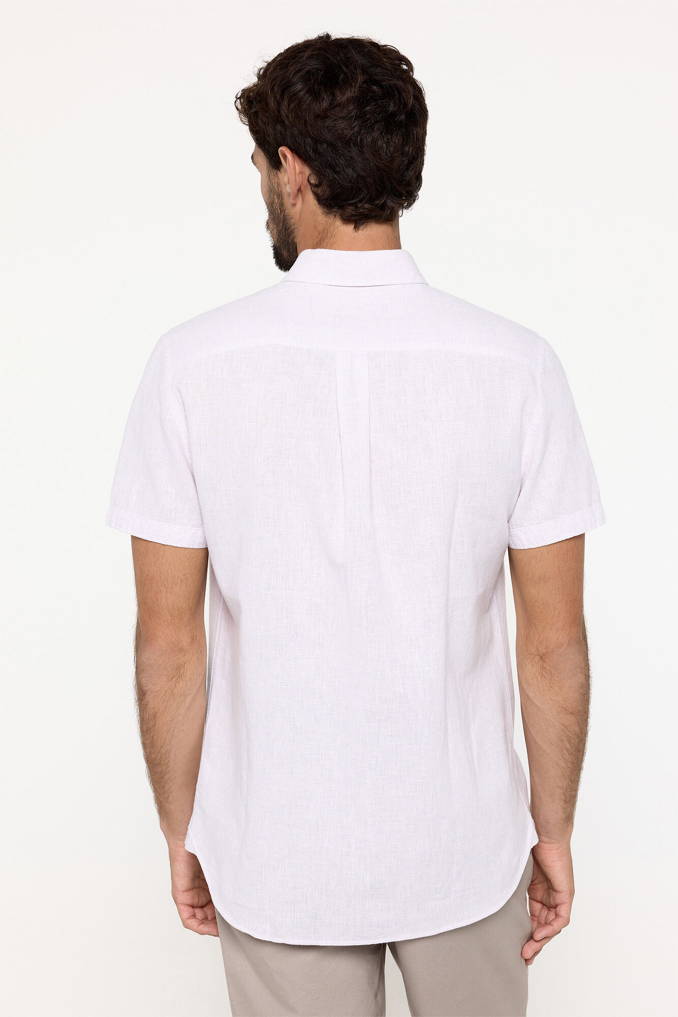 Pedro del Hierro Camisa Lino Micro Pata de Gallo Morado/Lila